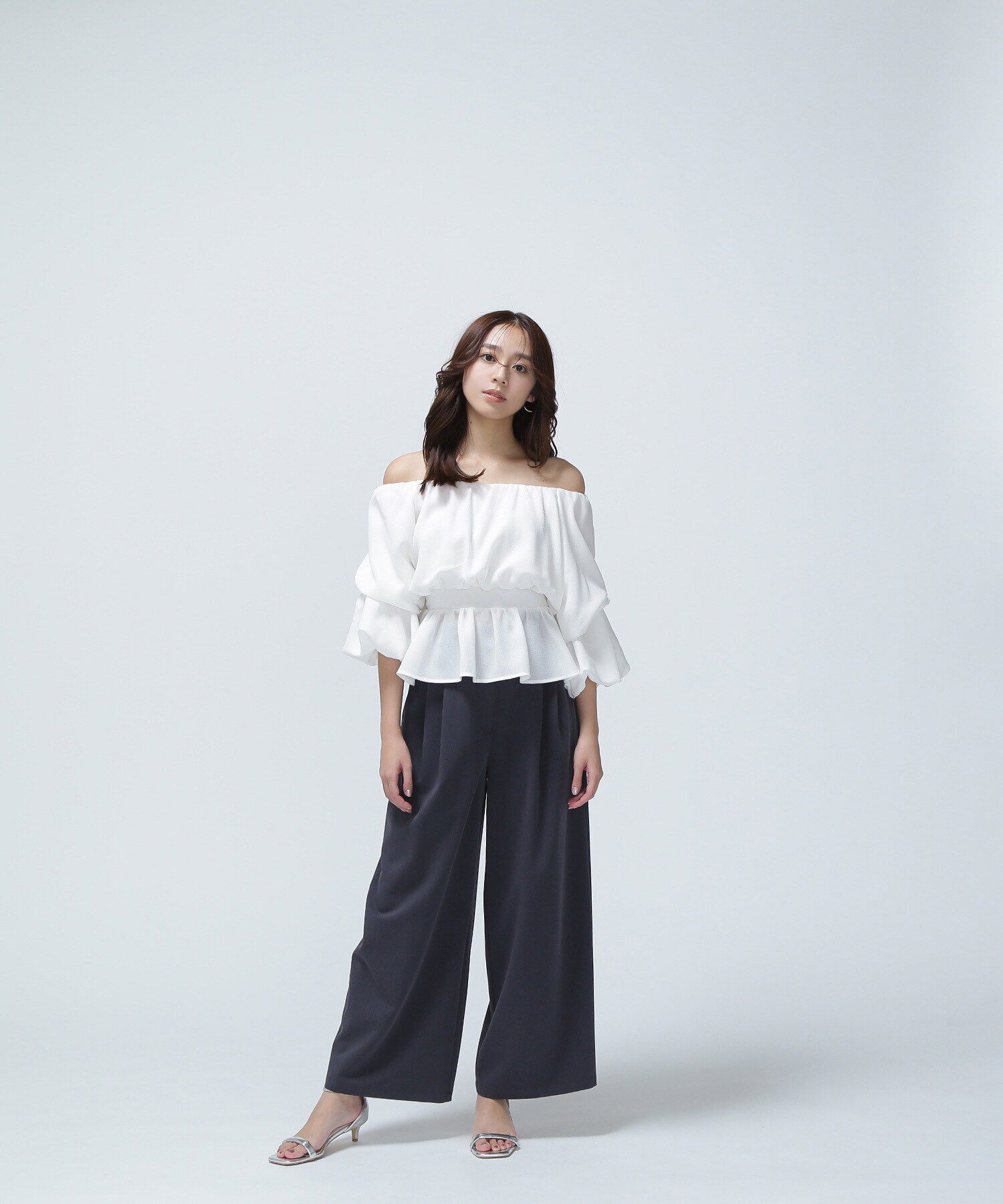  「メッシュペプラムギャザーブラウス」|シャツ・ブラウス|