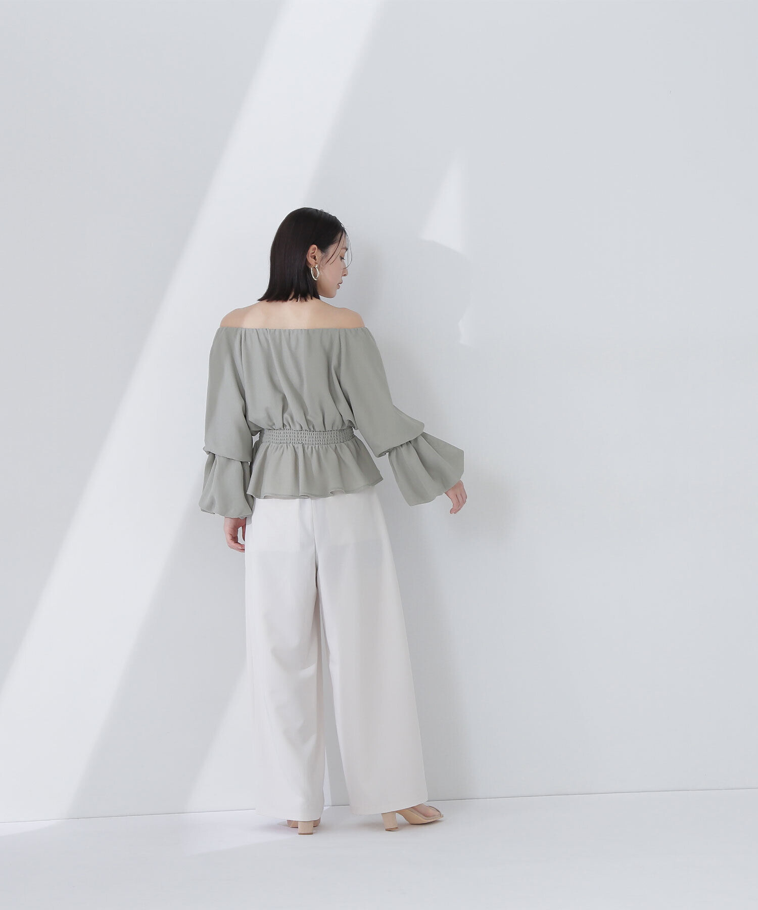  「メッシュペプラムギャザーブラウス」|シャツ・ブラウス|