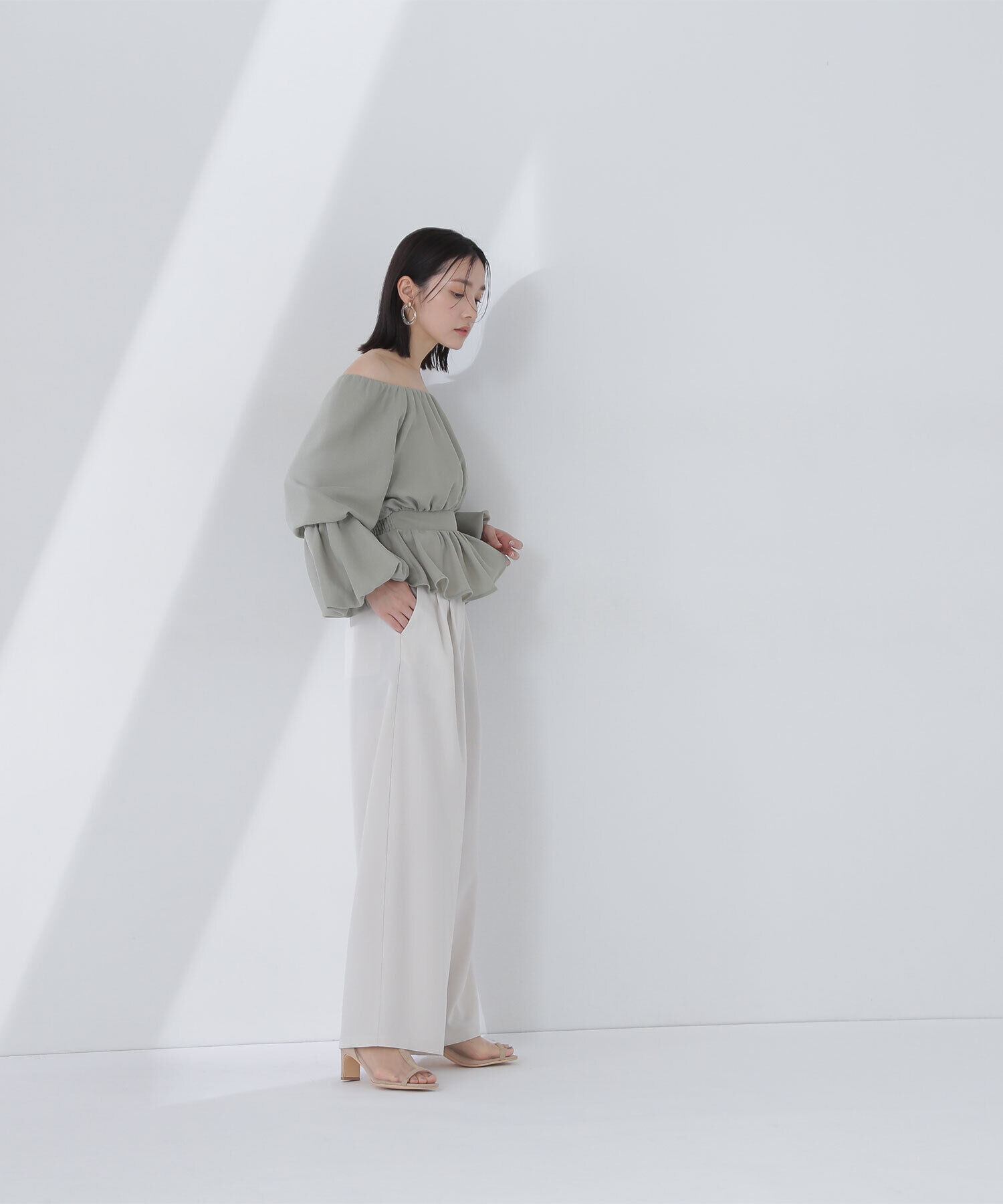  「メッシュペプラムギャザーブラウス」|シャツ・ブラウス|