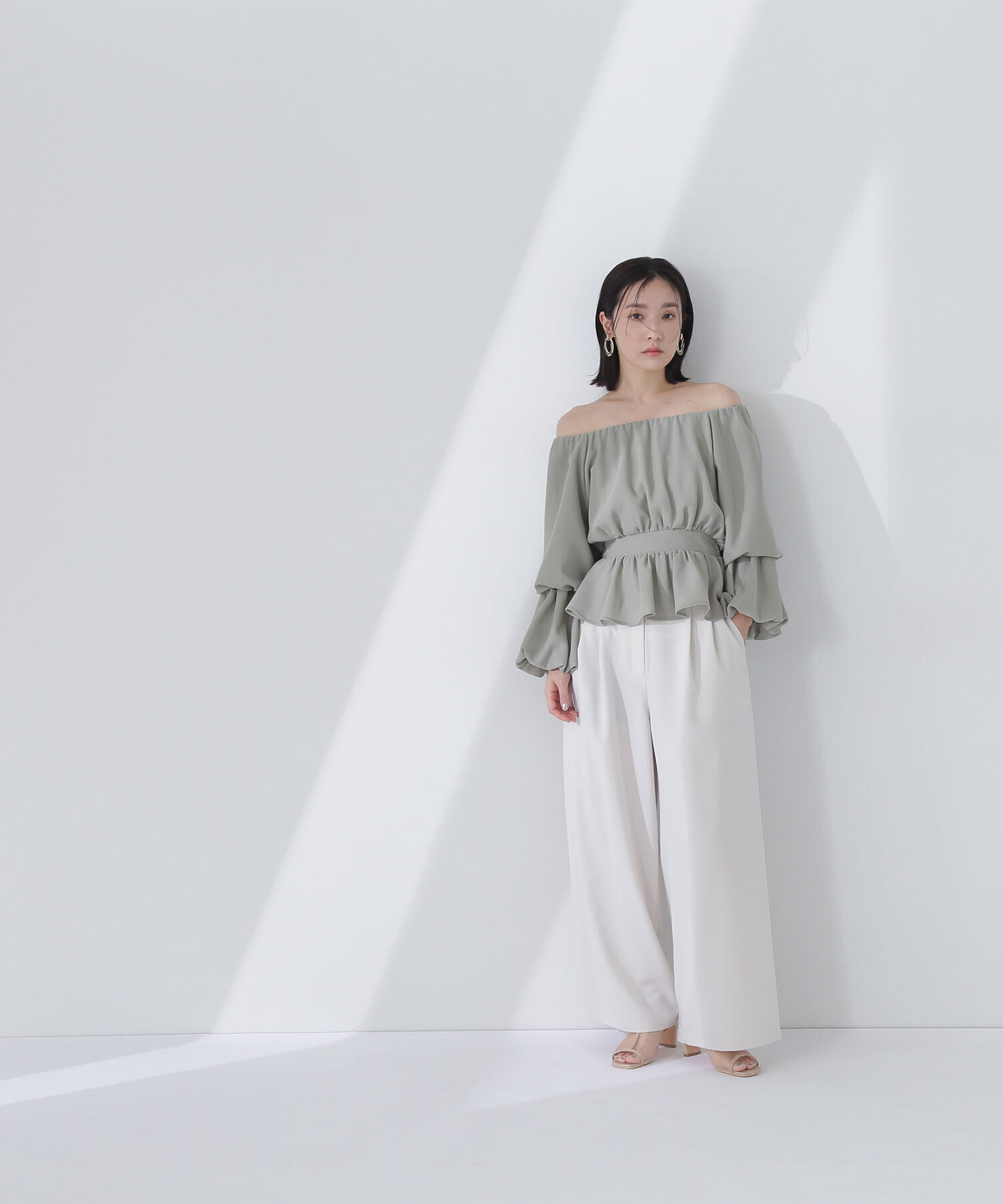  「メッシュペプラムギャザーブラウス」|シャツ・ブラウス|