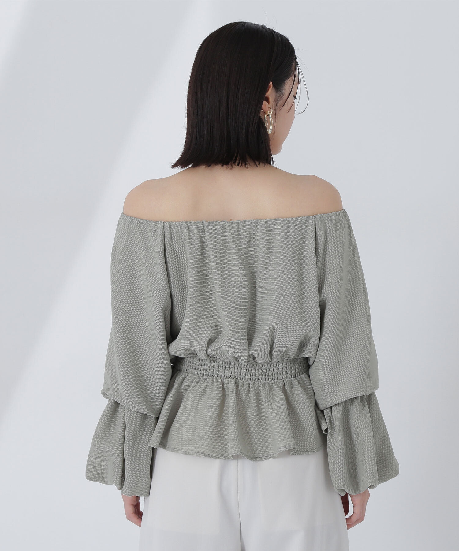  「メッシュペプラムギャザーブラウス」|シャツ・ブラウス|