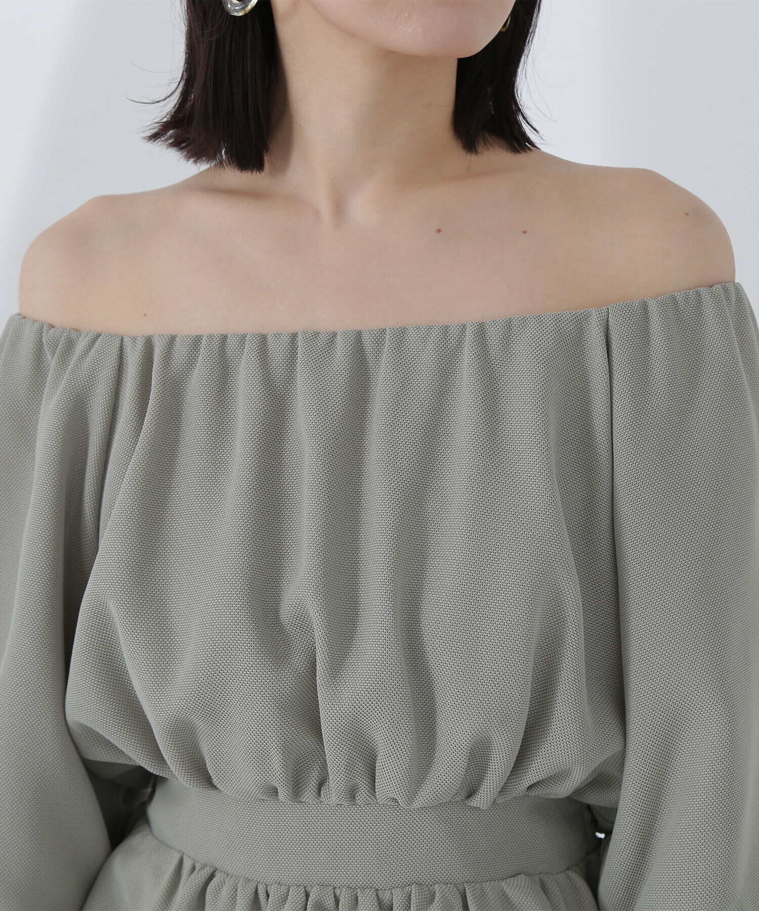  「メッシュペプラムギャザーブラウス」|シャツ・ブラウス|