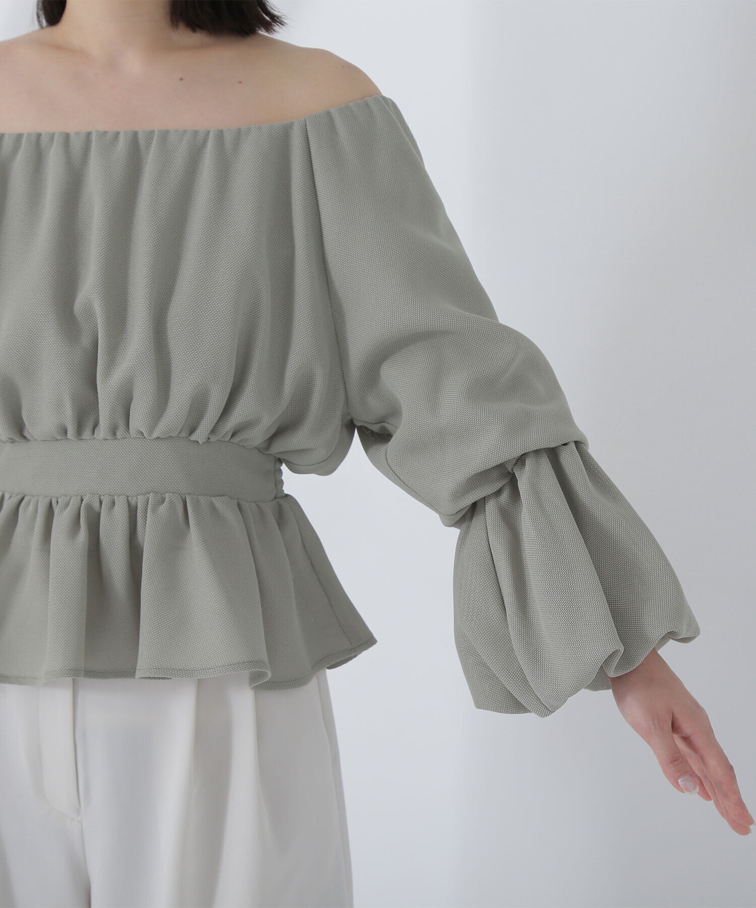  「メッシュペプラムギャザーブラウス」|シャツ・ブラウス|