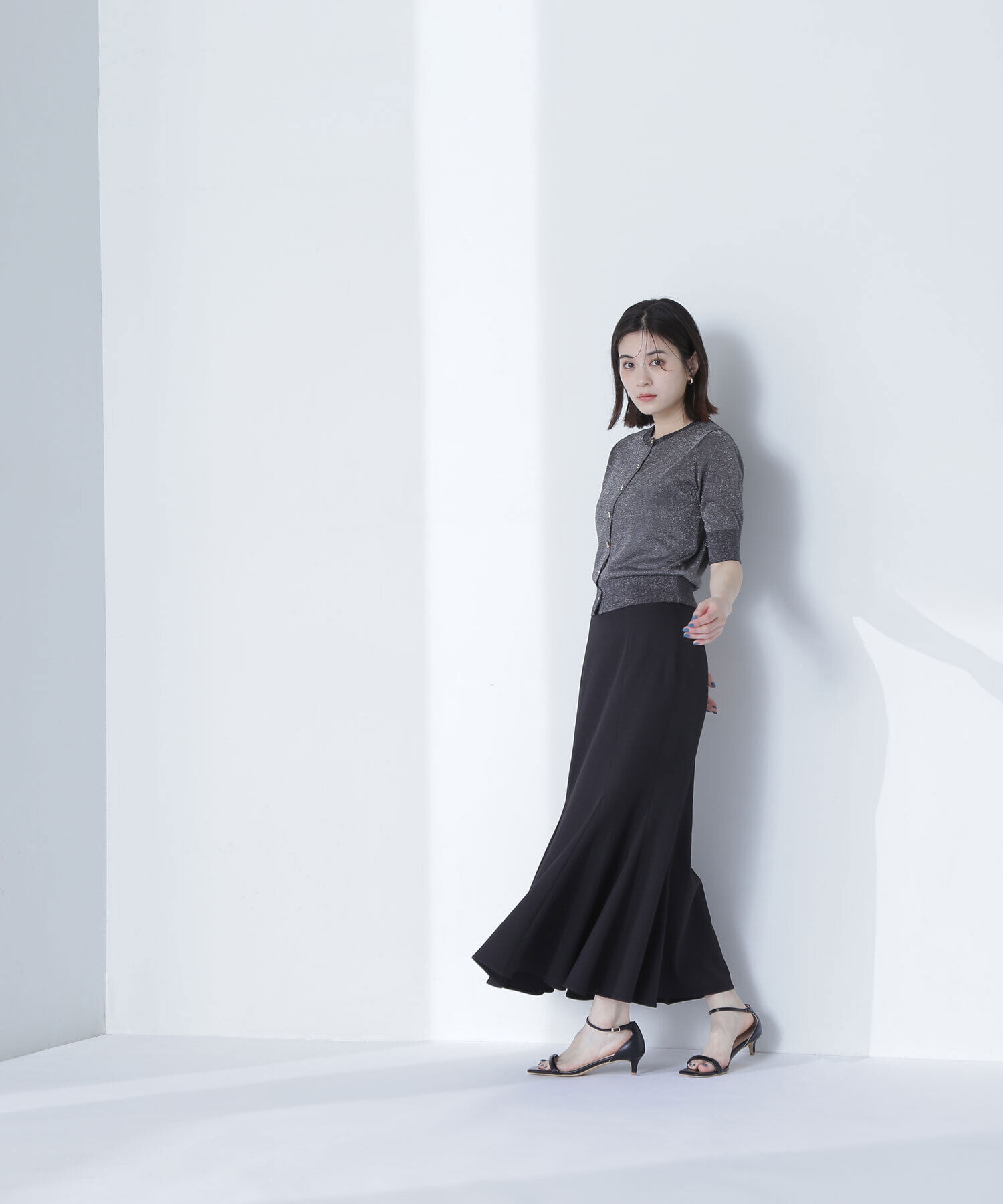  「ハーフスリーブラメカーディガン」|ニット・セーター|