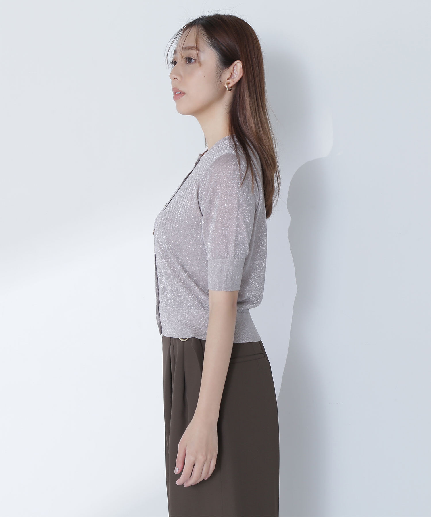  「ハーフスリーブラメカーディガン」|ニット・セーター|
