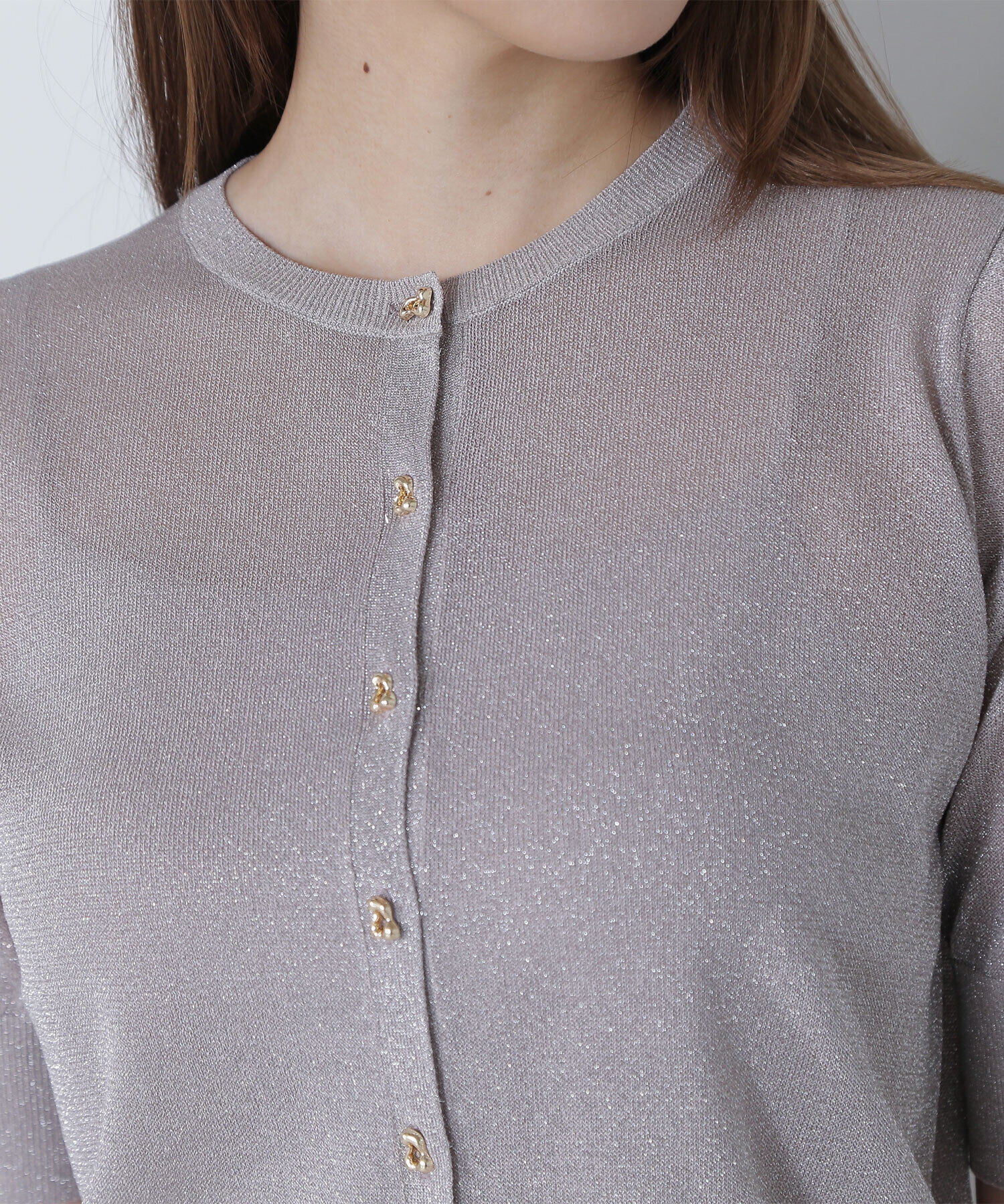  「ハーフスリーブラメカーディガン」|ニット・セーター|