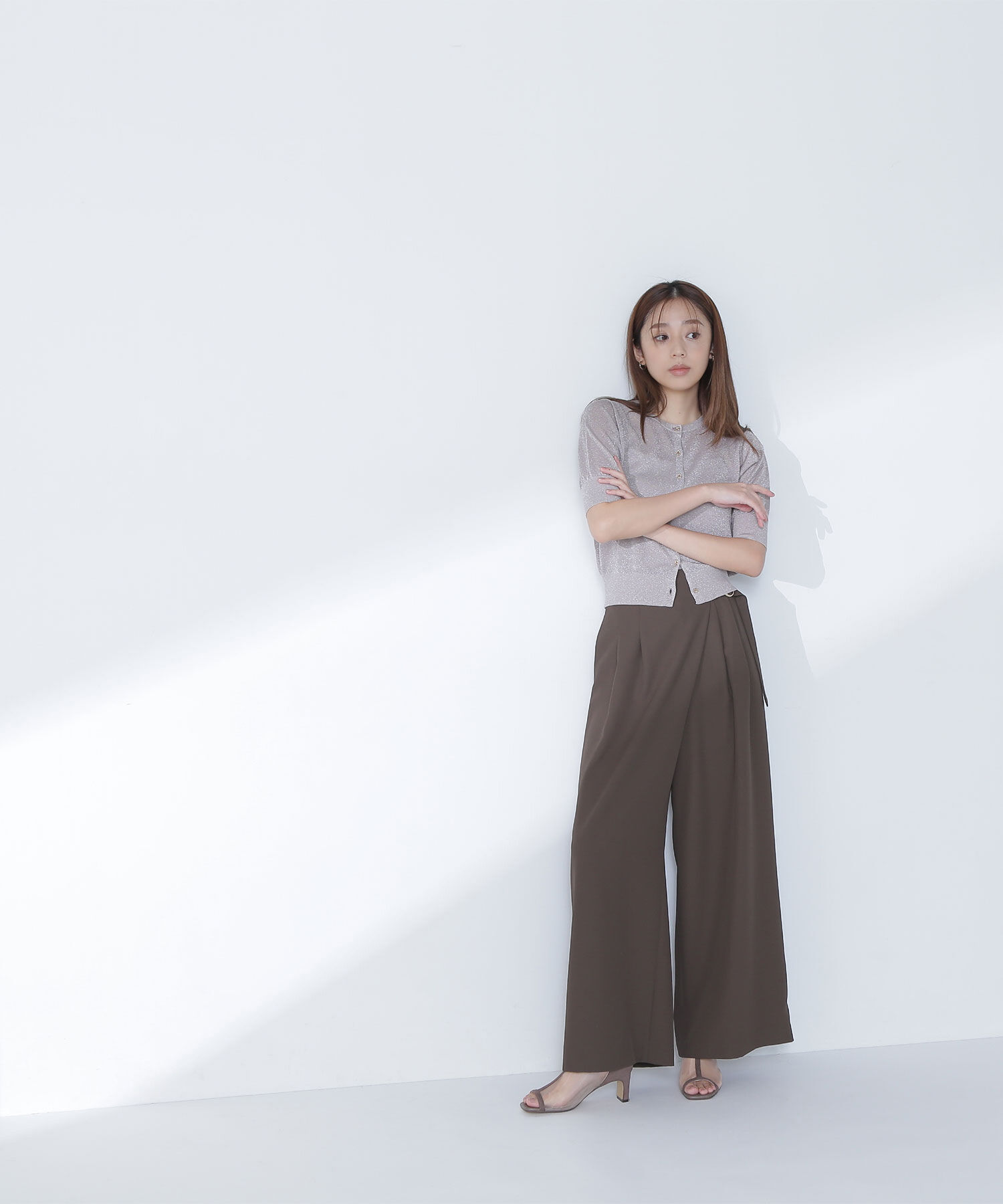  「ハーフスリーブラメカーディガン」|ニット・セーター|