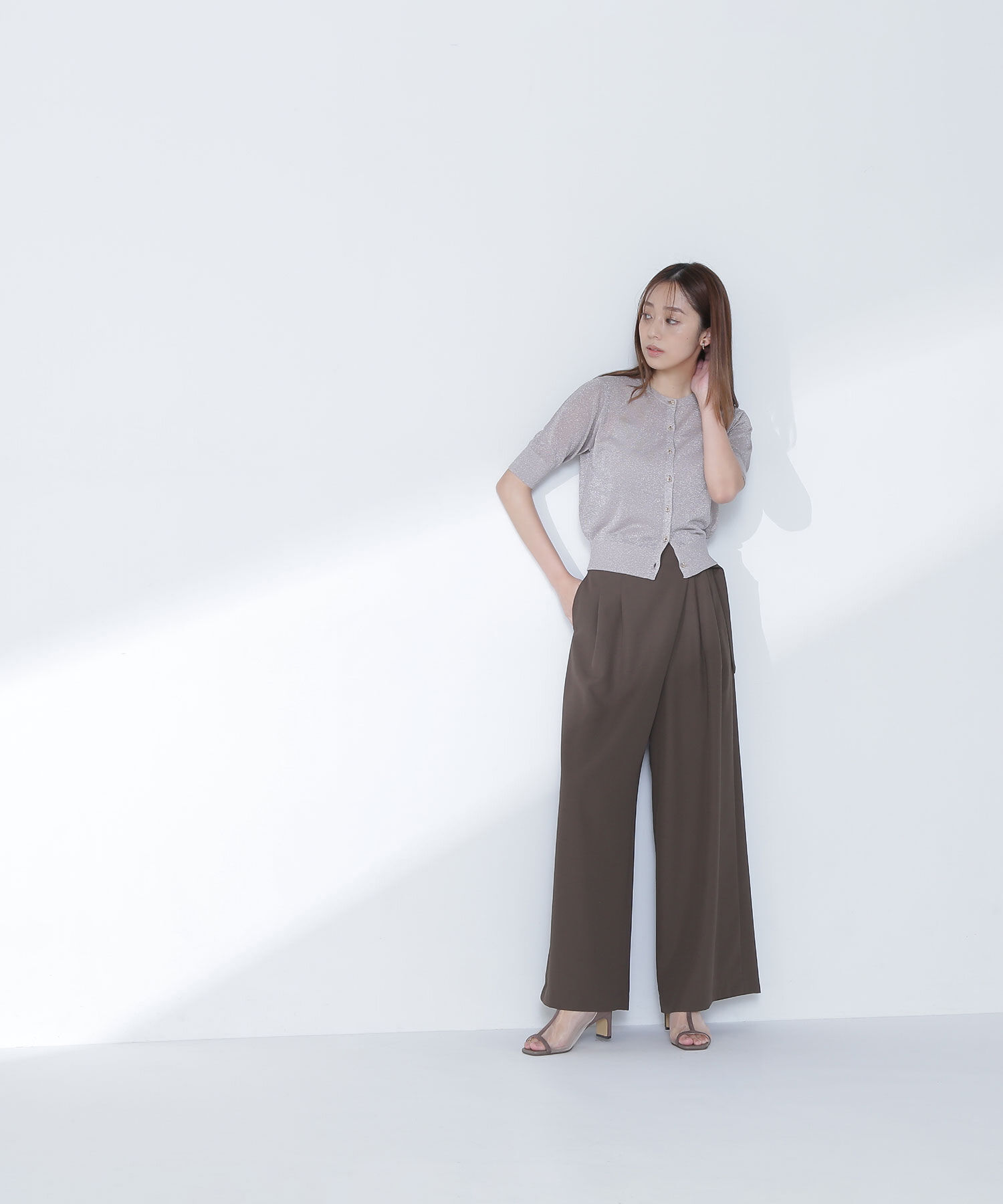  「ハーフスリーブラメカーディガン」|ニット・セーター|