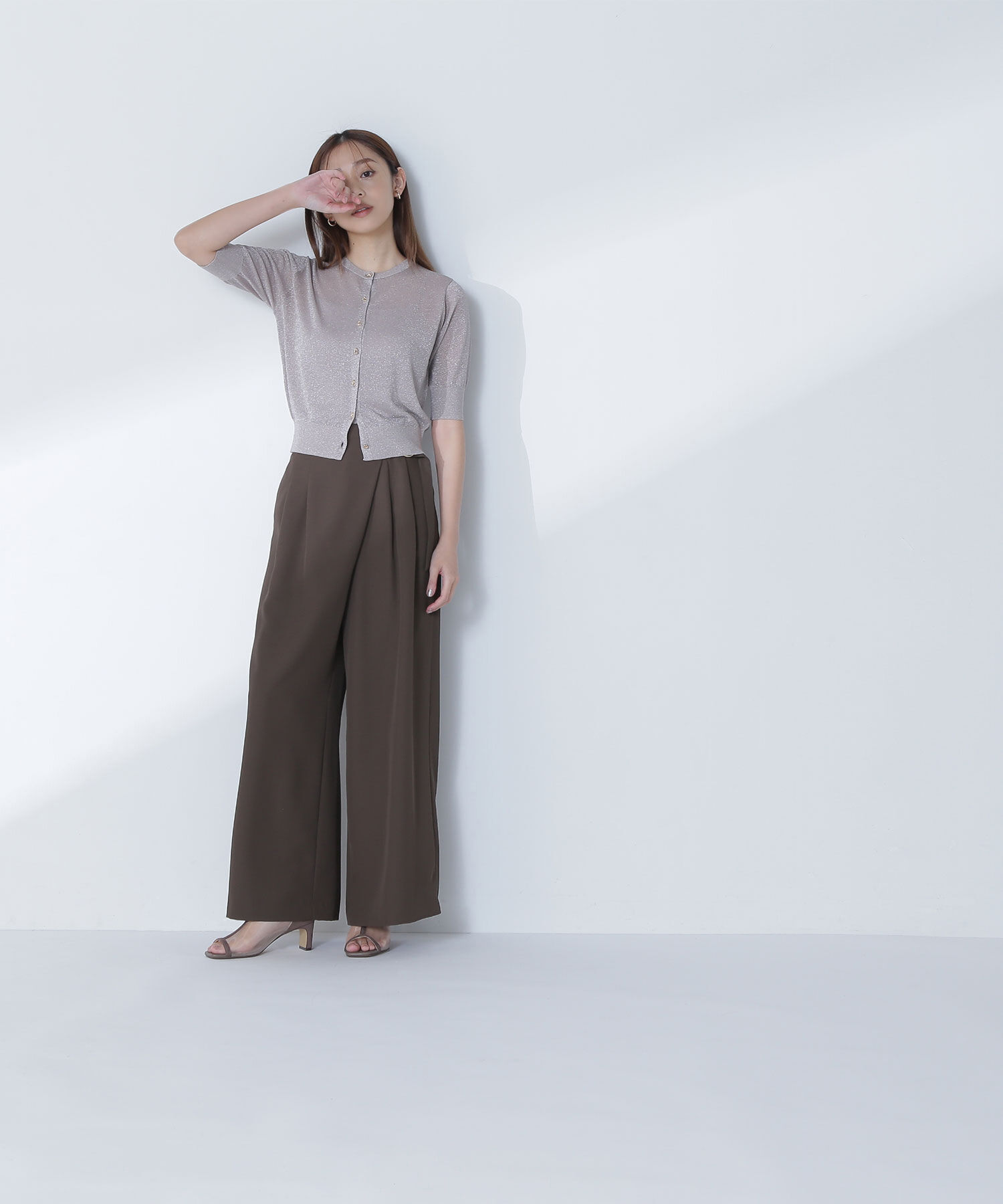  「ハーフスリーブラメカーディガン」|ニット・セーター|