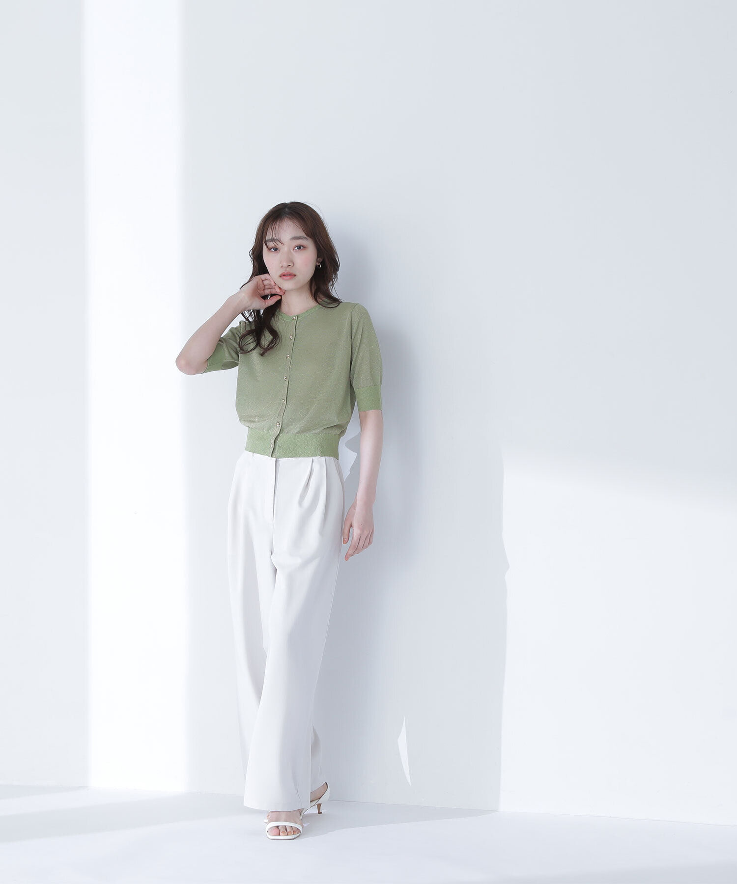  「ハーフスリーブラメカーディガン」|ニット・セーター|