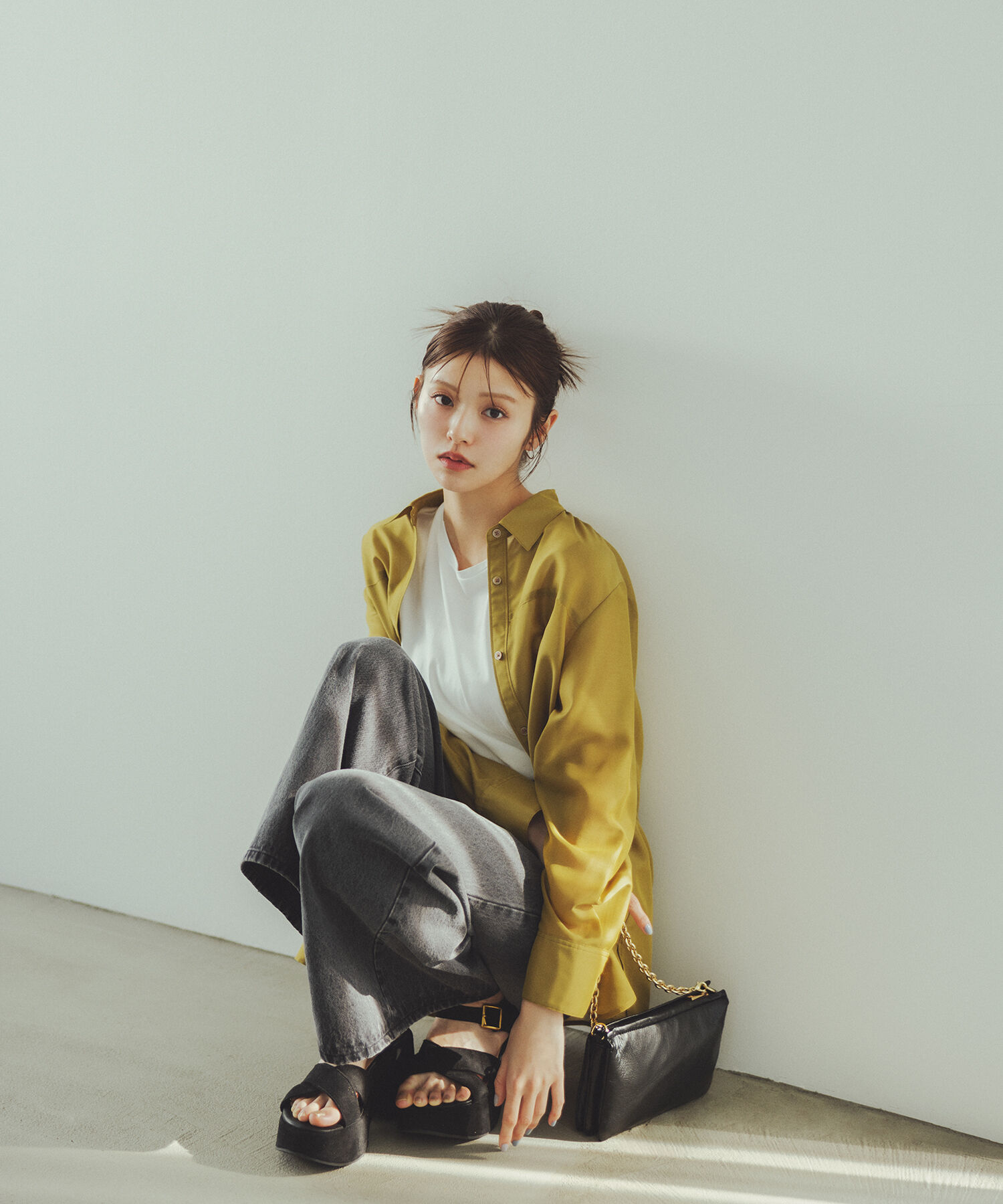  「シアーオーバーシャツ」|シャツ・ブラウス|オリーブ1