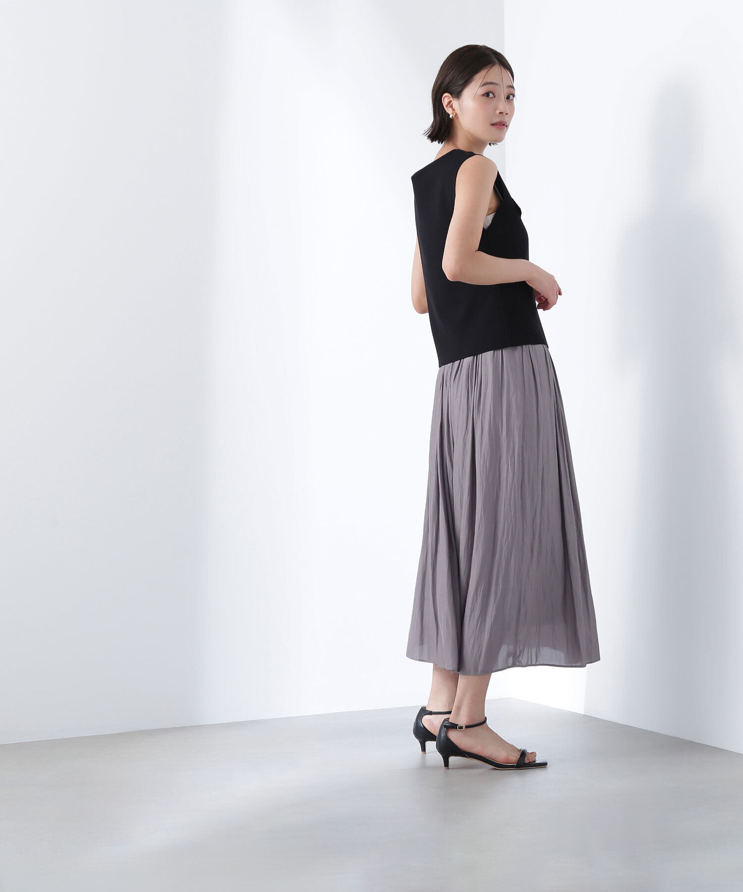  「割繊ギャザースカート」|スカート|