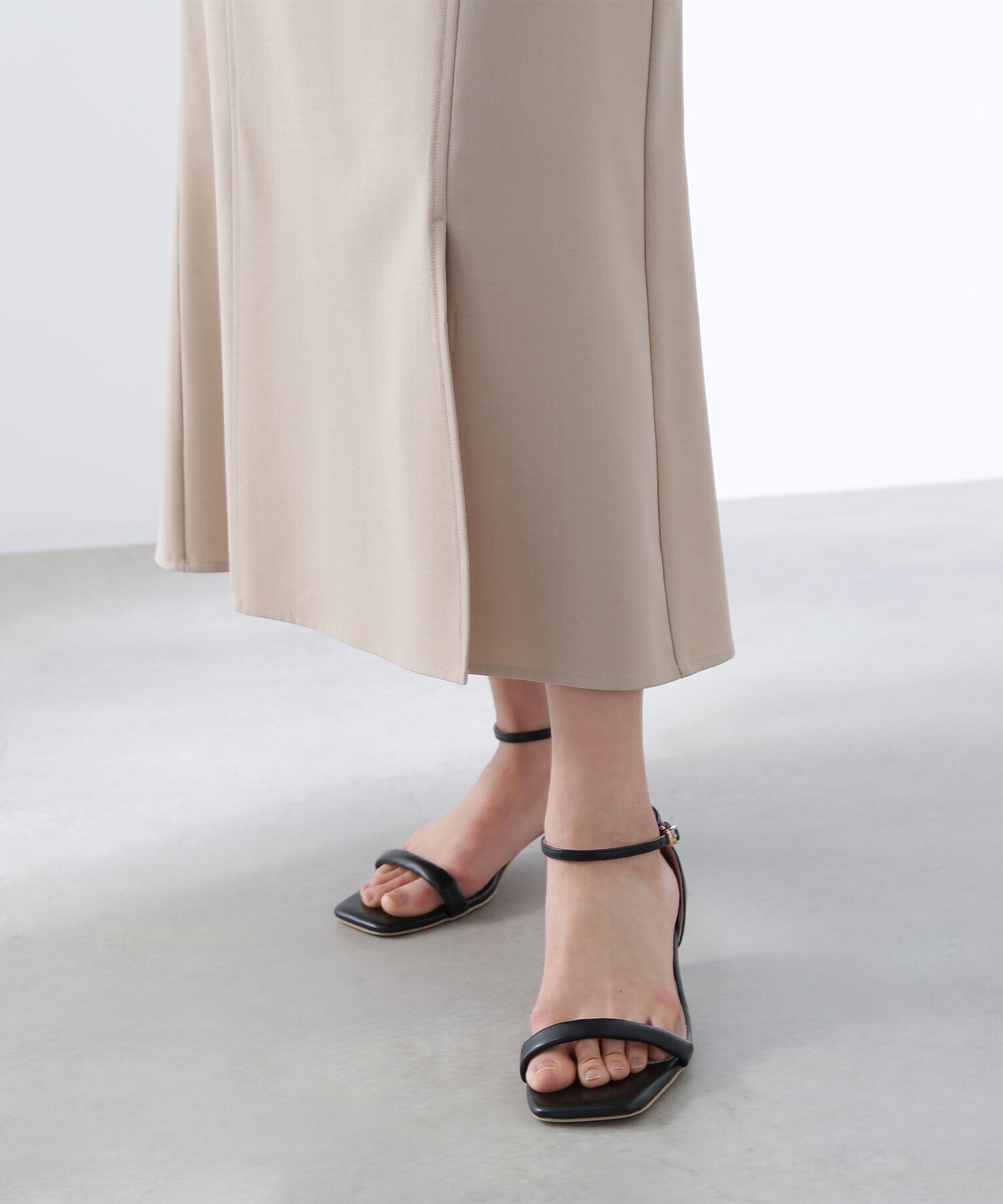  「サイドボタンリネンライクスカート」|スカート|