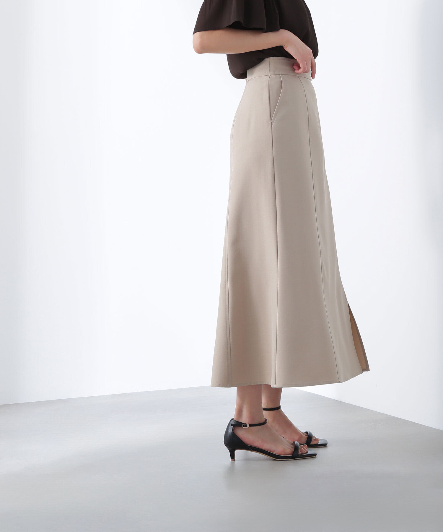  「サイドボタンリネンライクスカート」|スカート|