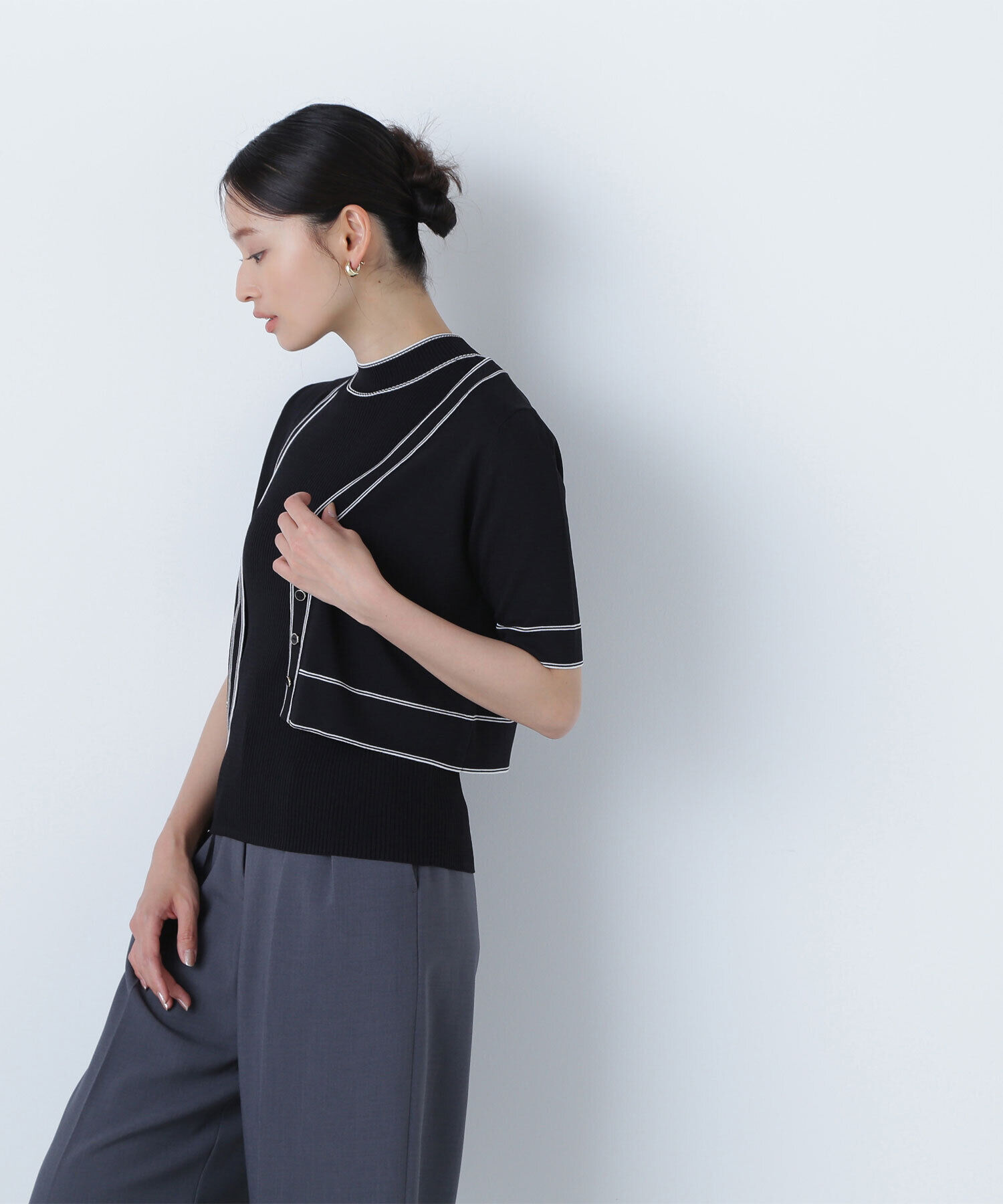  「ボトルネックバイカラーアンサンブル」|ニット・セーター|