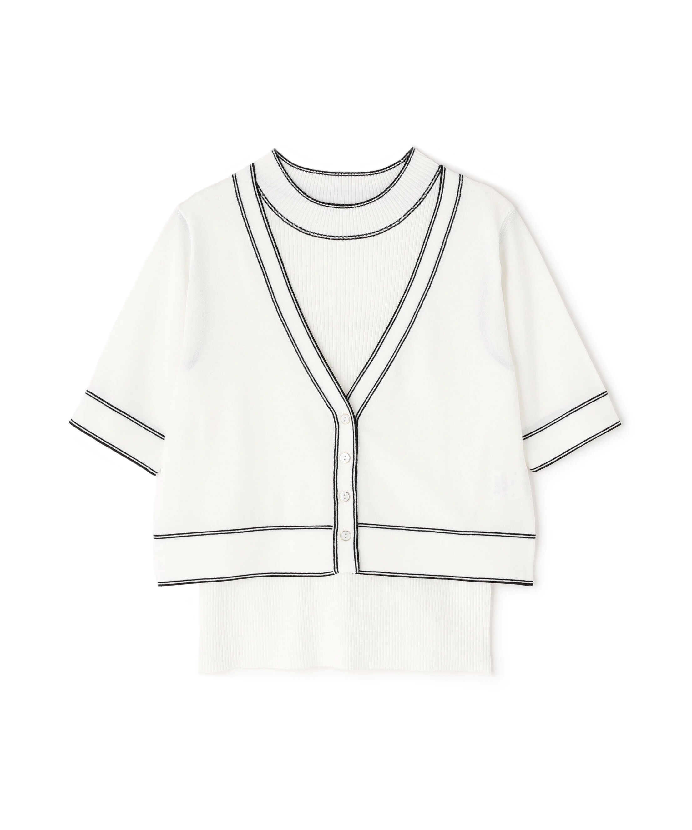  「ボトルネックバイカラーアンサンブル」|ニット・セーター|