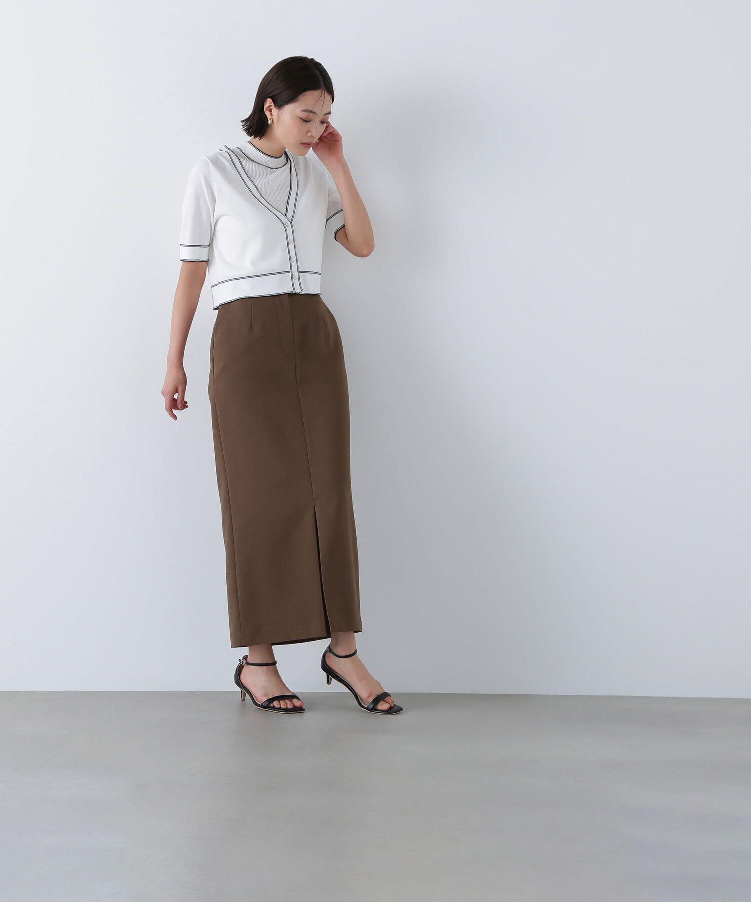  「ボトルネックバイカラーアンサンブル」|ニット・セーター|