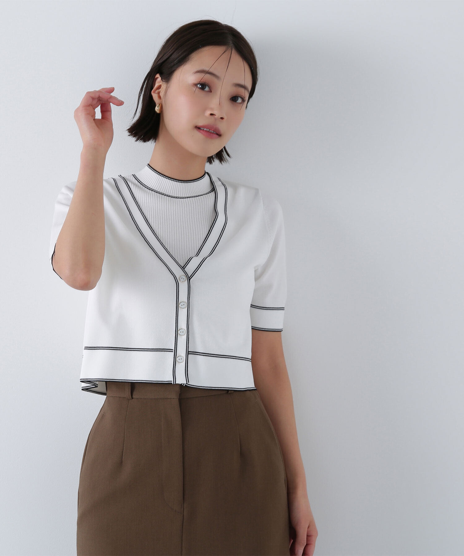  「ボトルネックバイカラーアンサンブル」|ニット・セーター|