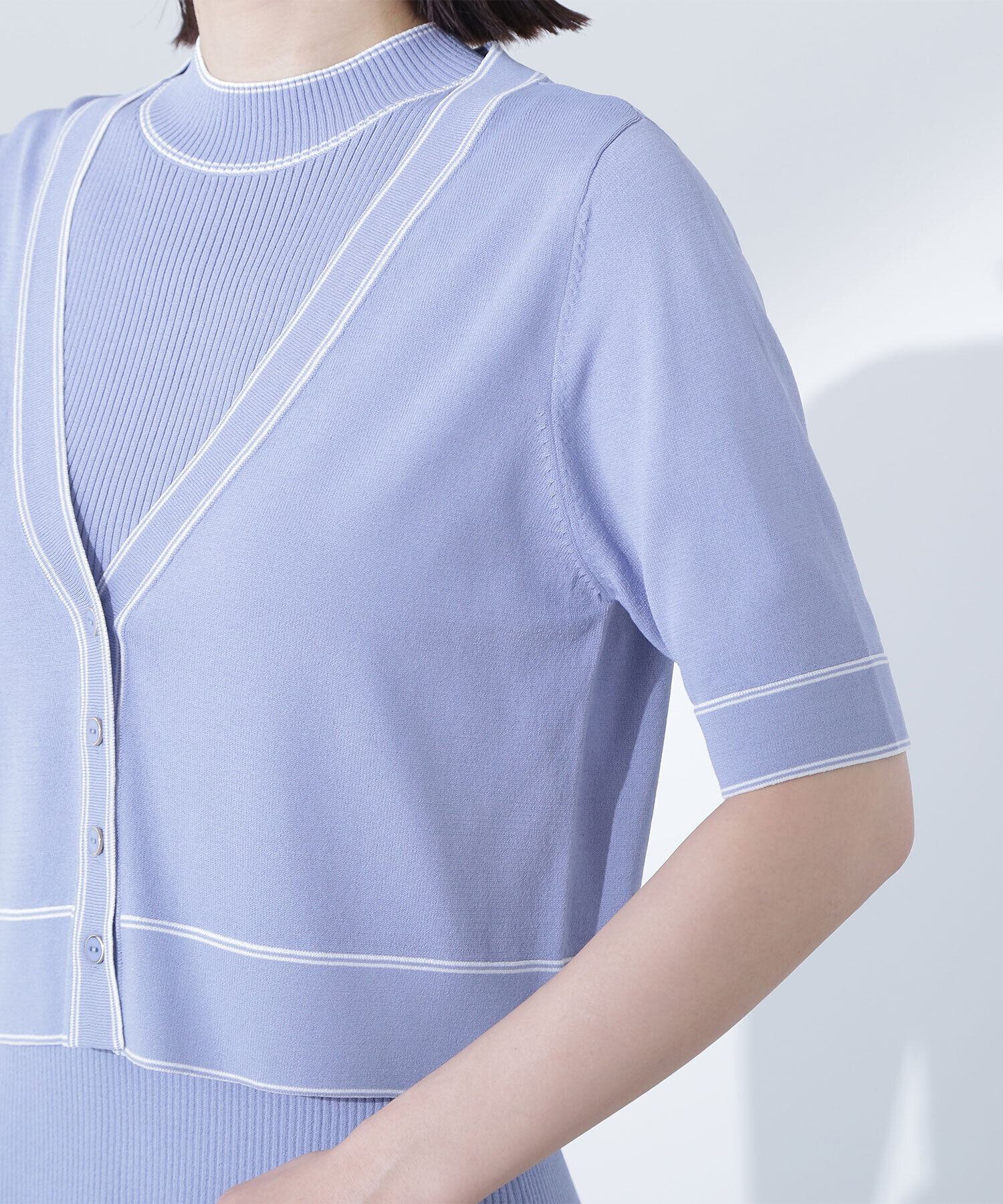  「ボトルネックバイカラーアンサンブル」|ニット・セーター|