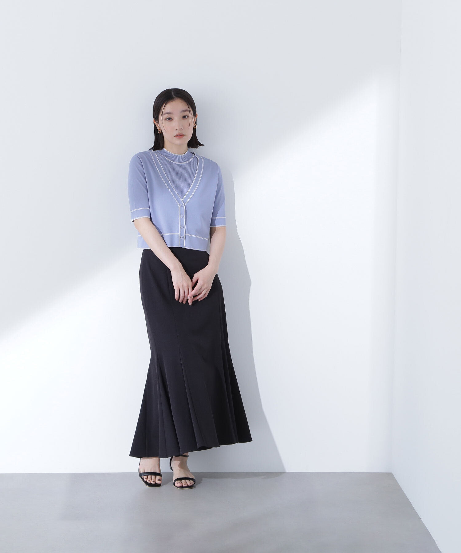  「ボトルネックバイカラーアンサンブル」|ニット・セーター|