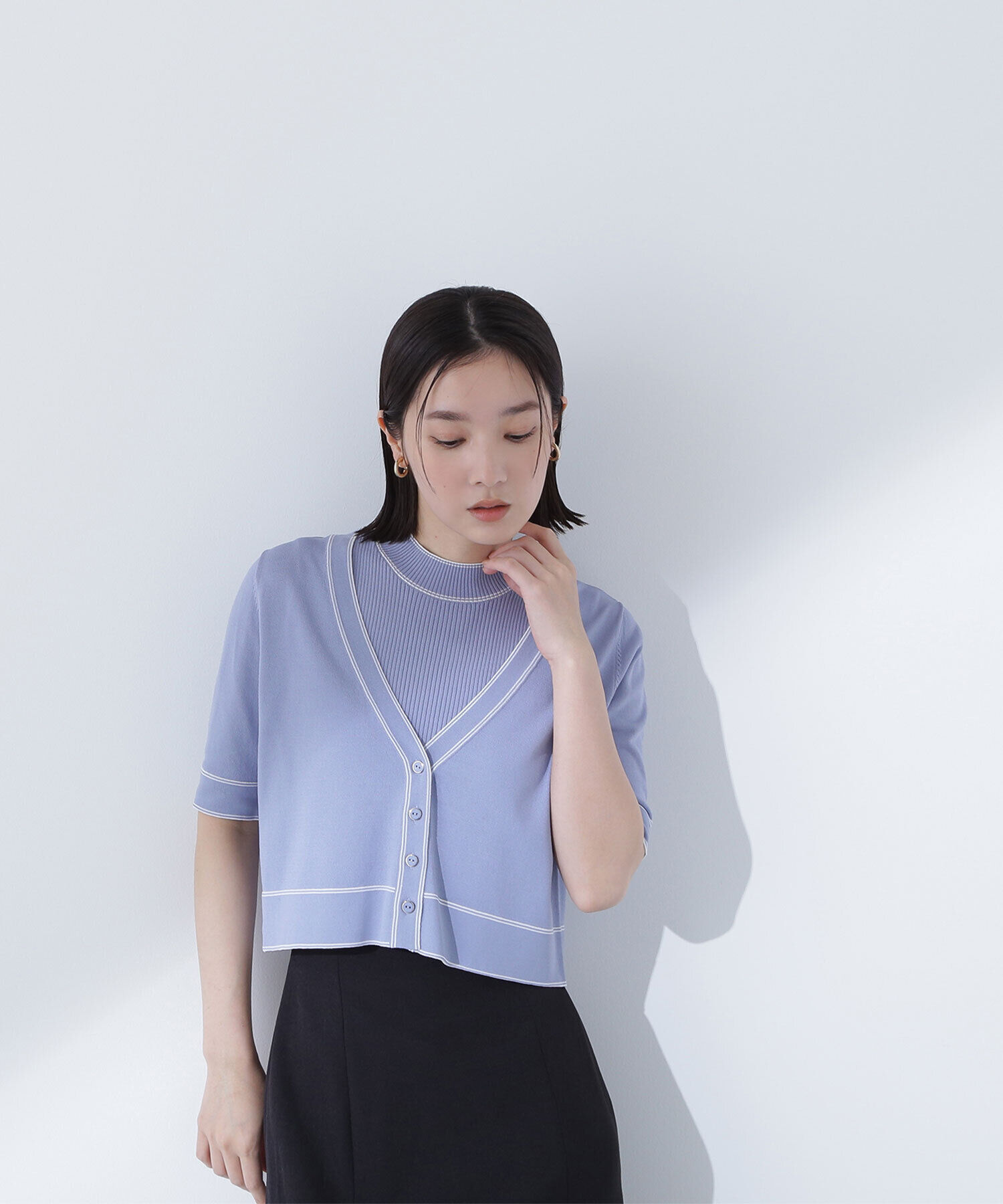  「ボトルネックバイカラーアンサンブル」|ニット・セーター|