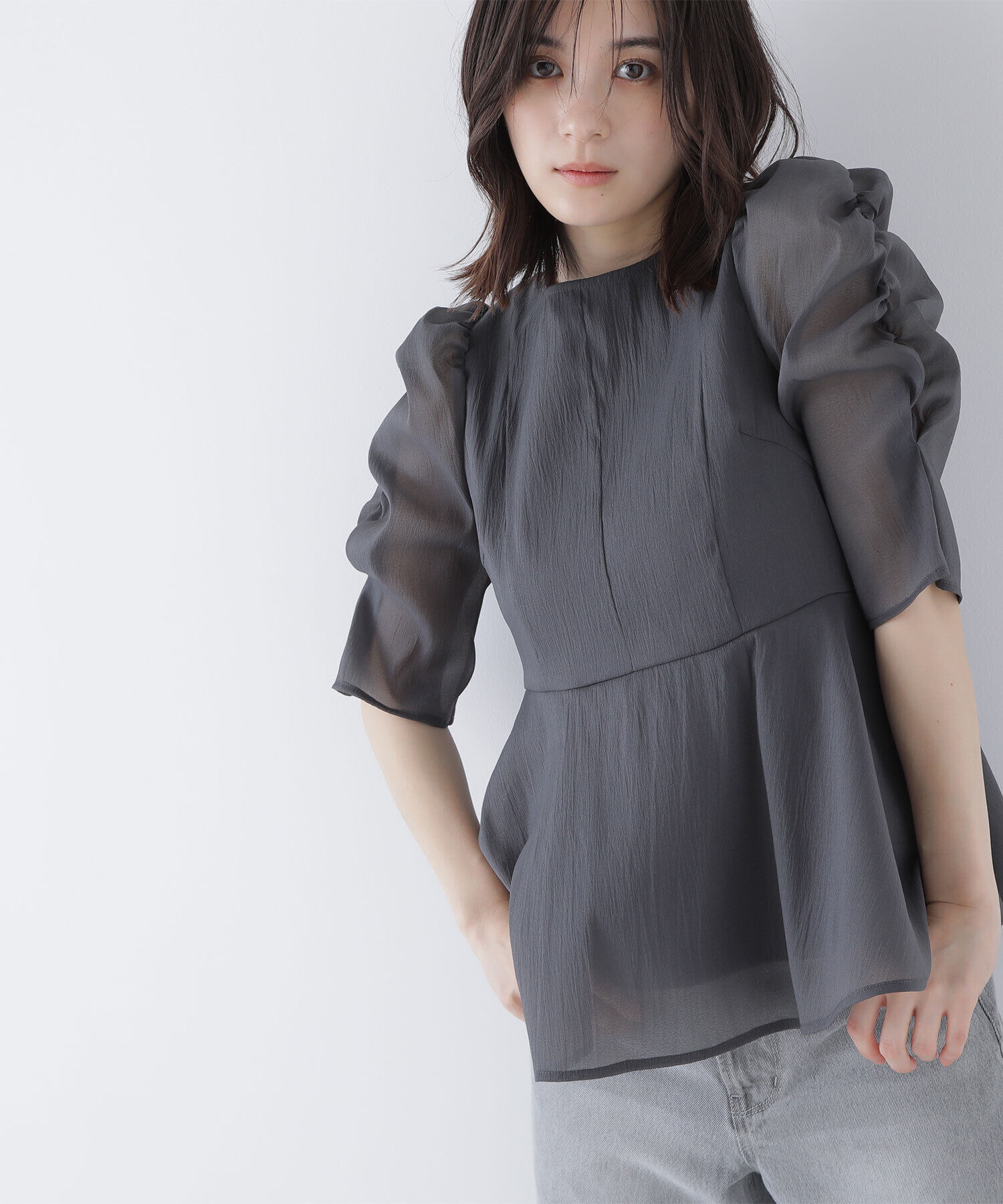  「シアーペプラムブラウス」|シャツ・ブラウス|