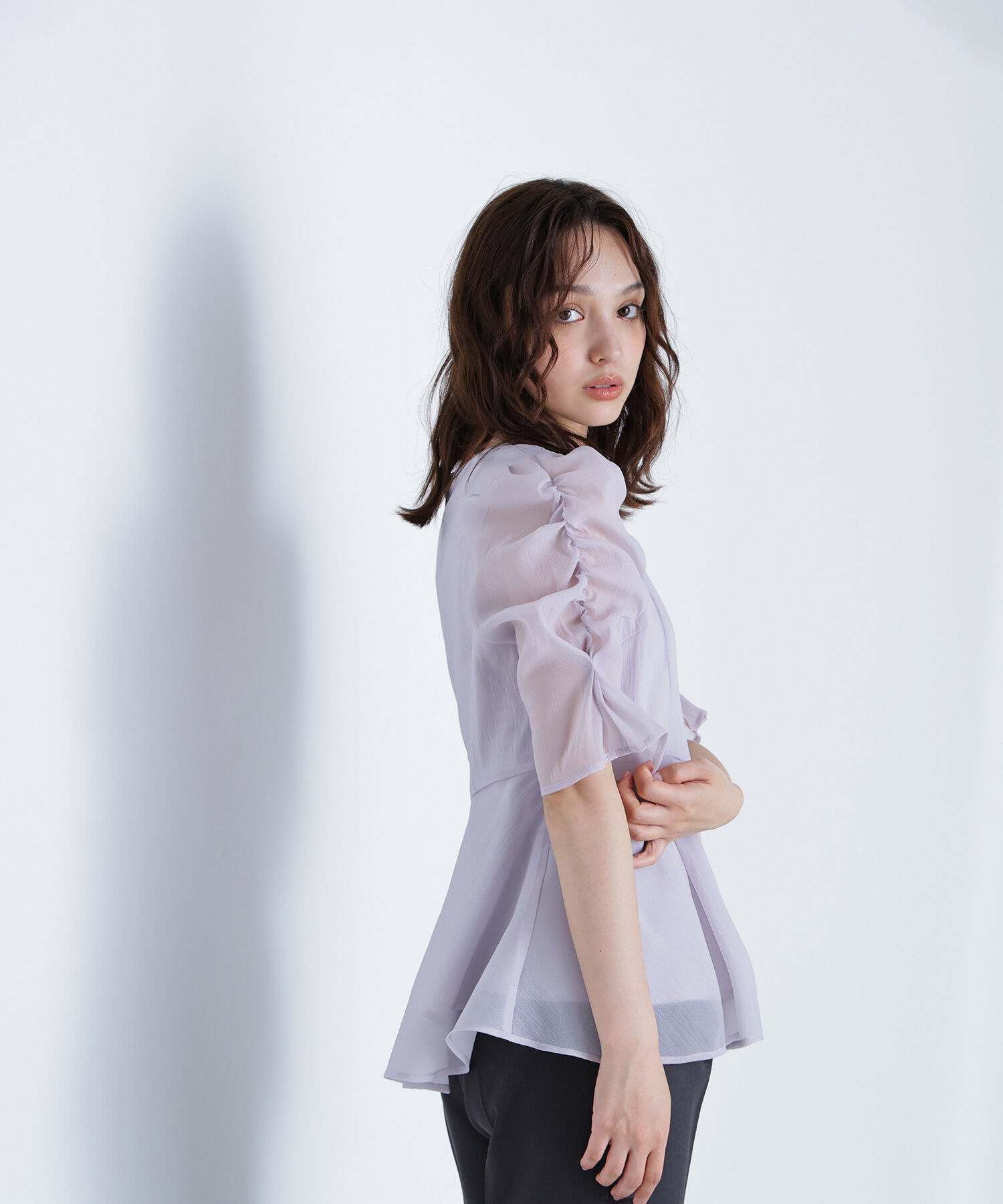  「シアーペプラムブラウス」|シャツ・ブラウス|パープル