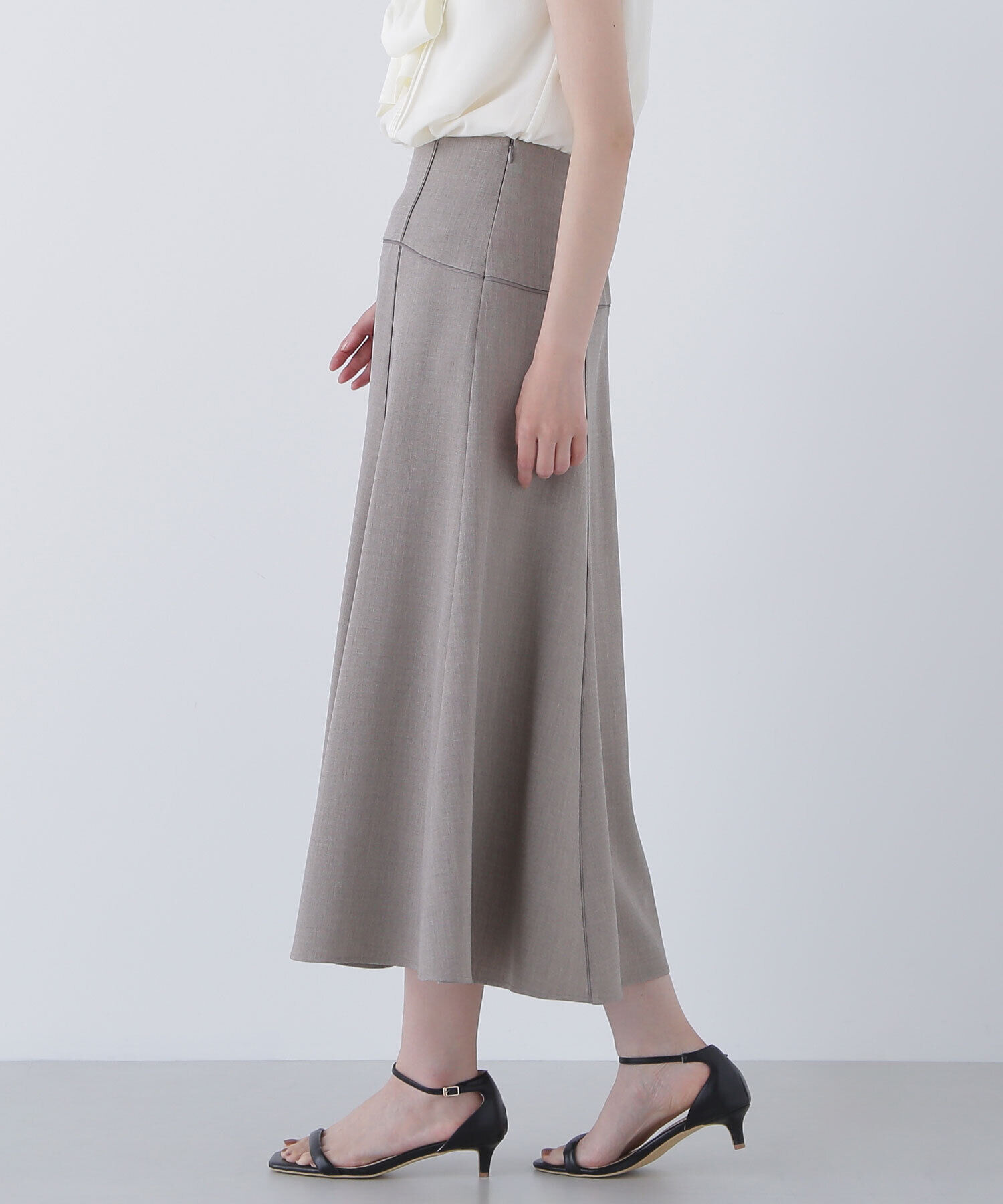  「サテンパイピングフレアスカート」|スカート|