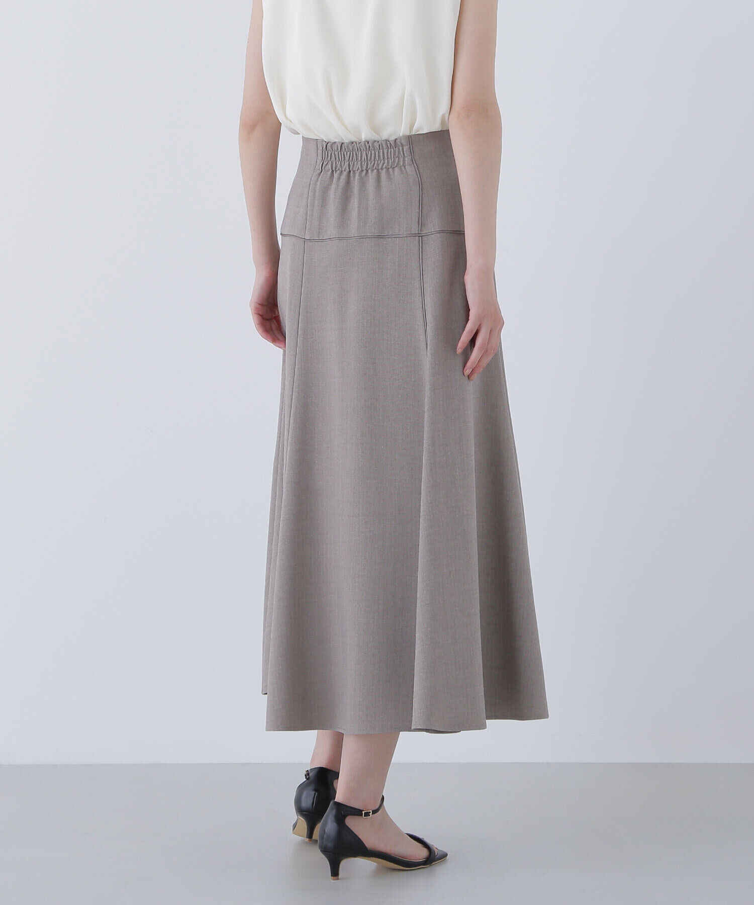  「サテンパイピングフレアスカート」|スカート|