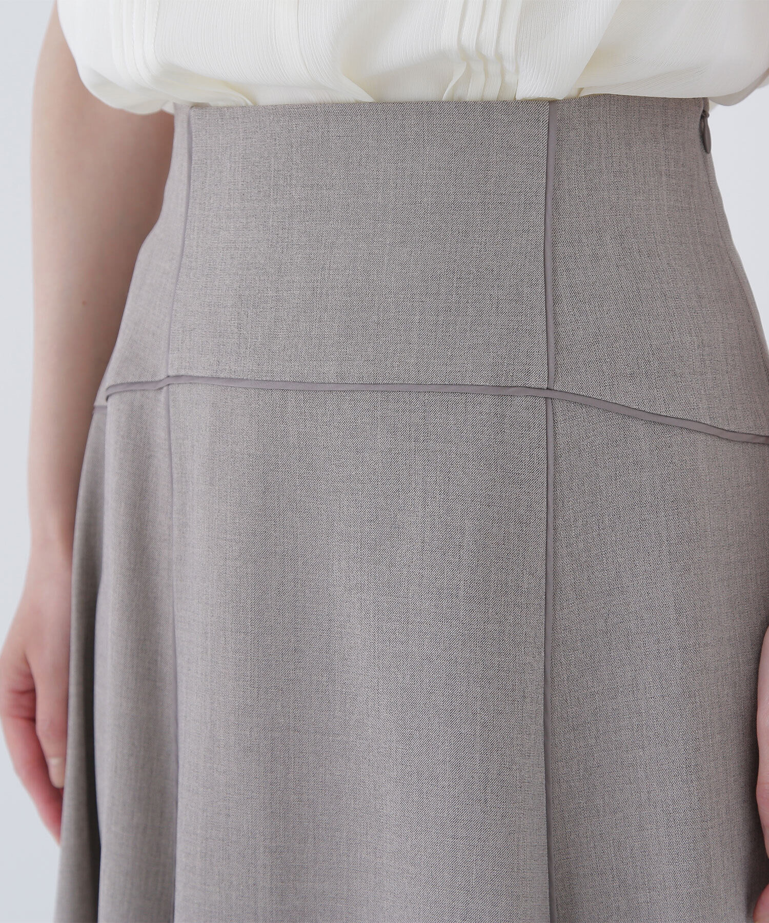  「サテンパイピングフレアスカート」|スカート|