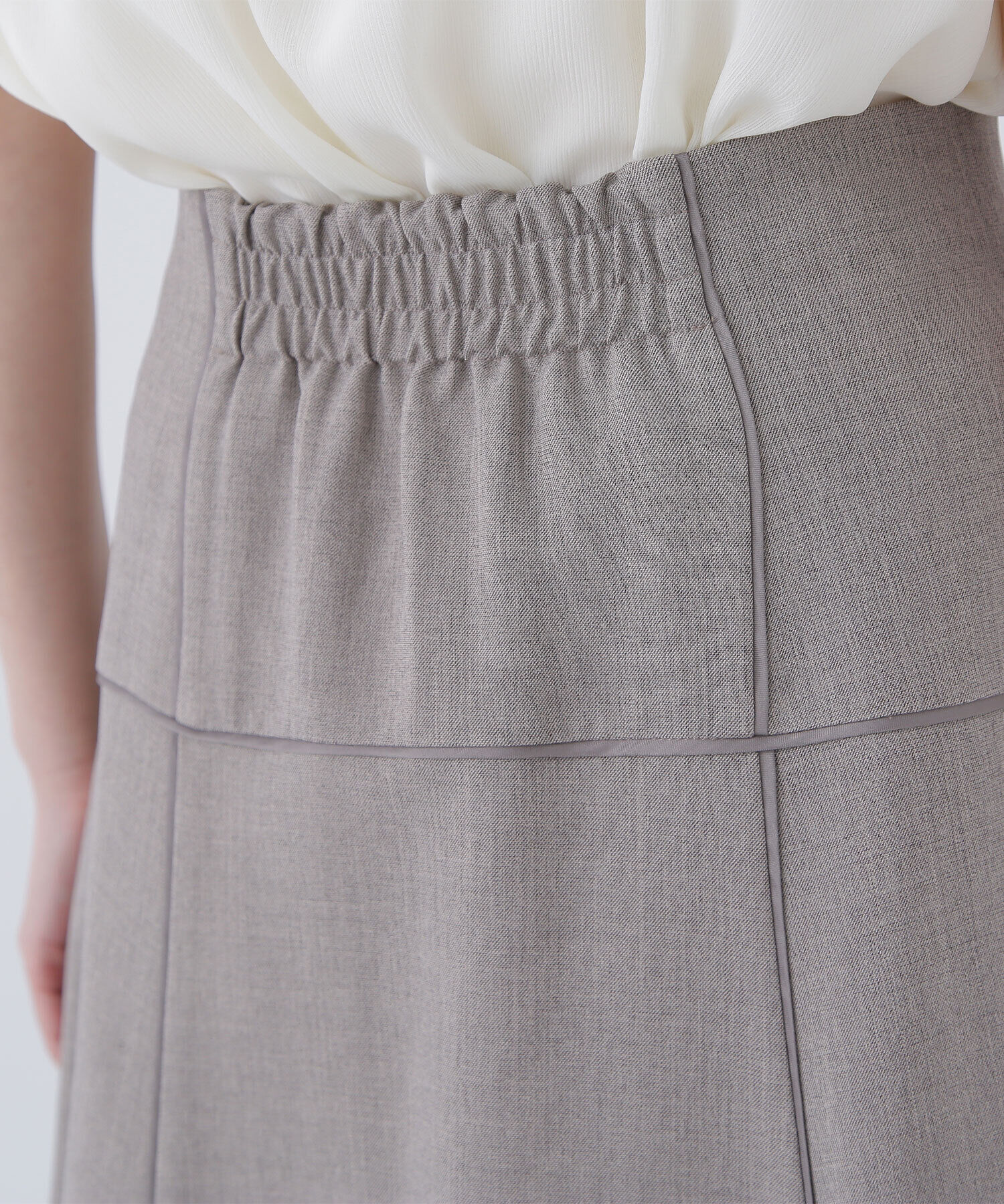  「サテンパイピングフレアスカート」|スカート|