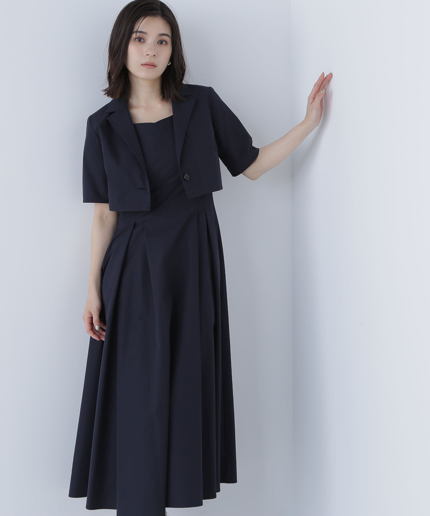  「ショートジャケット＆ジャンスカ」|ワンピース|ネイビー