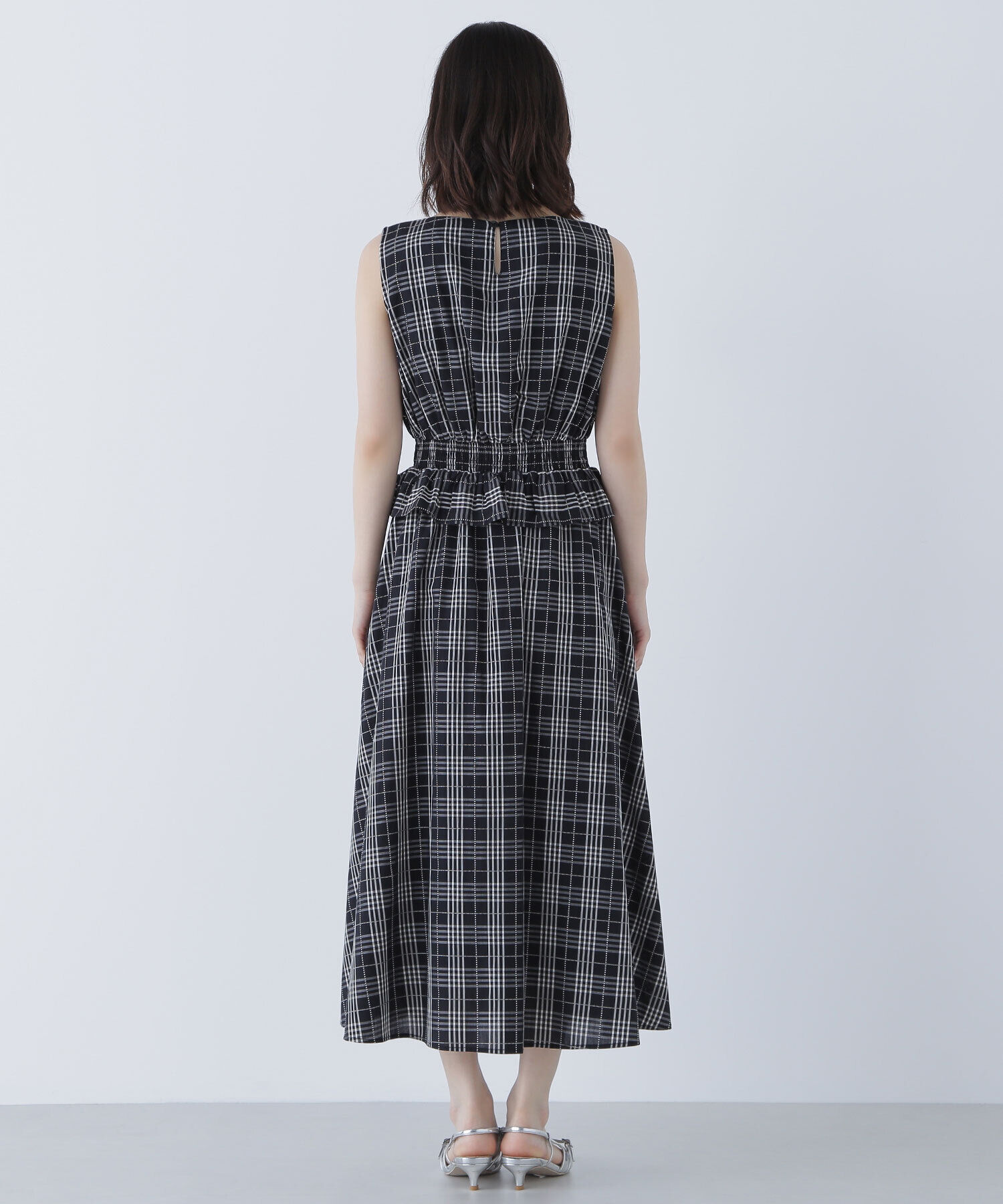  「モノトーンチェックワンピース」|ワンピース|