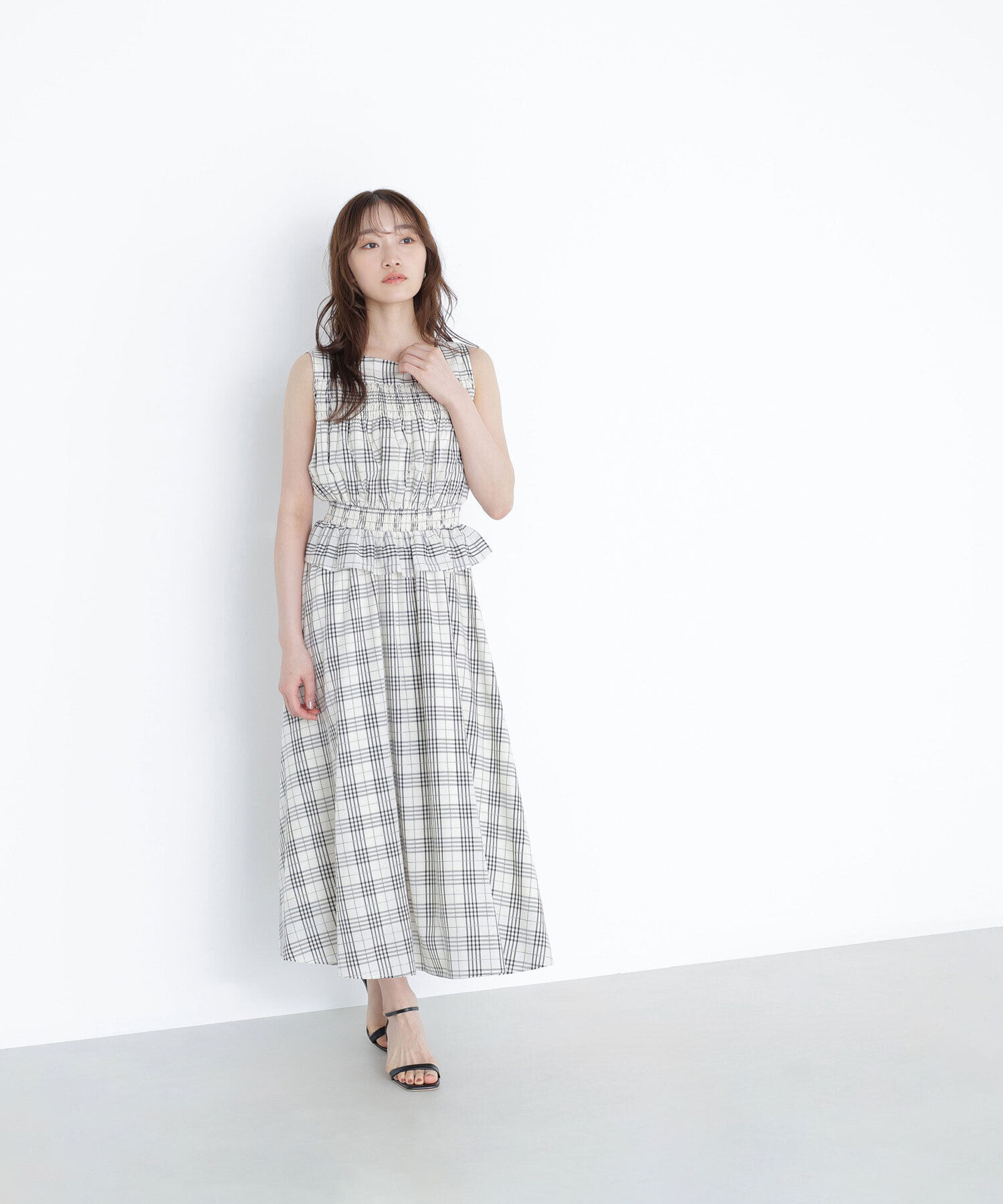  「モノトーンチェックワンピース」|ワンピース|