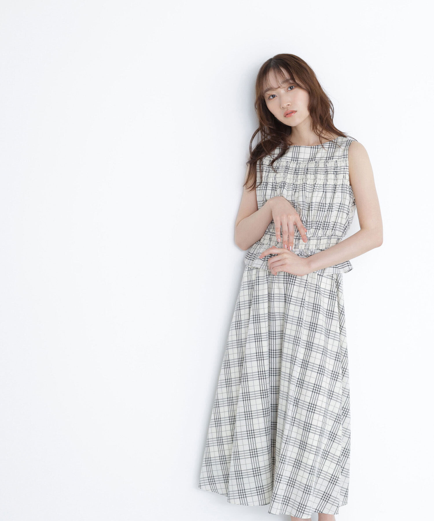  「モノトーンチェックワンピース」|ワンピース|