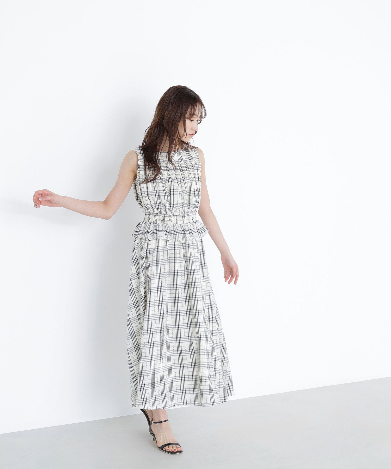  「モノトーンチェックワンピース」|ワンピース|