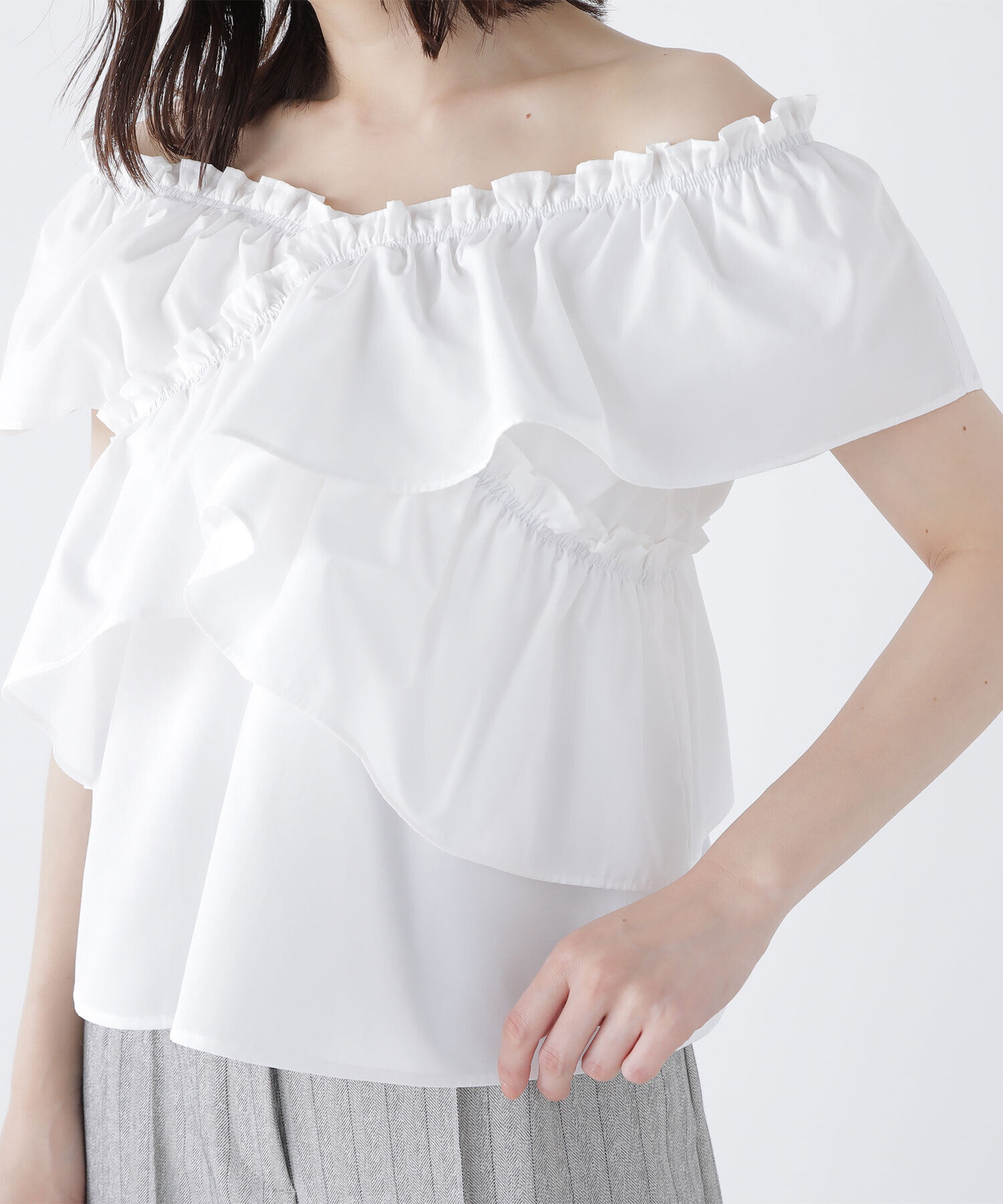  「クロスフリルギャザーブラウス」|シャツ・ブラウス|