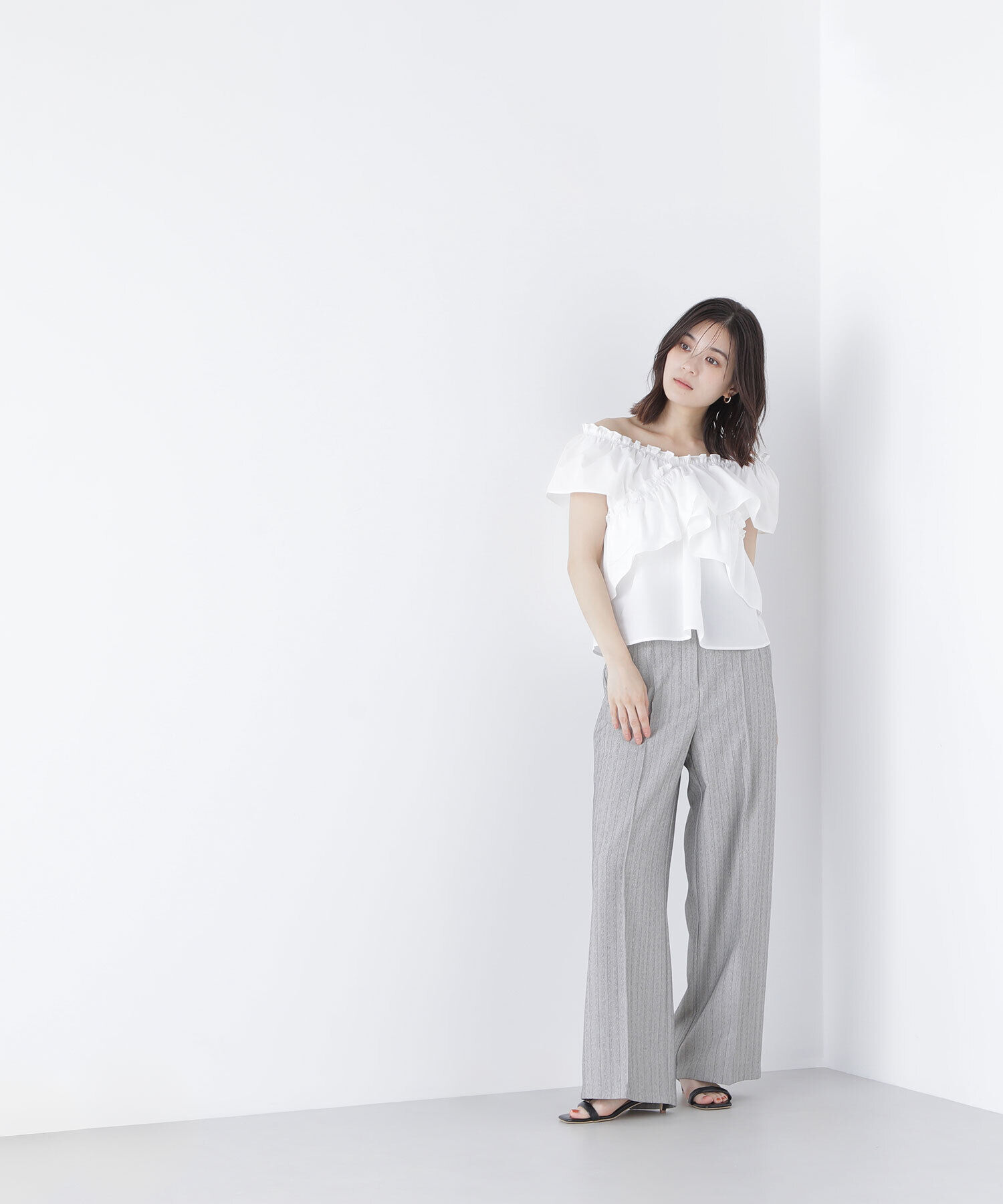  「クロスフリルギャザーブラウス」|シャツ・ブラウス|