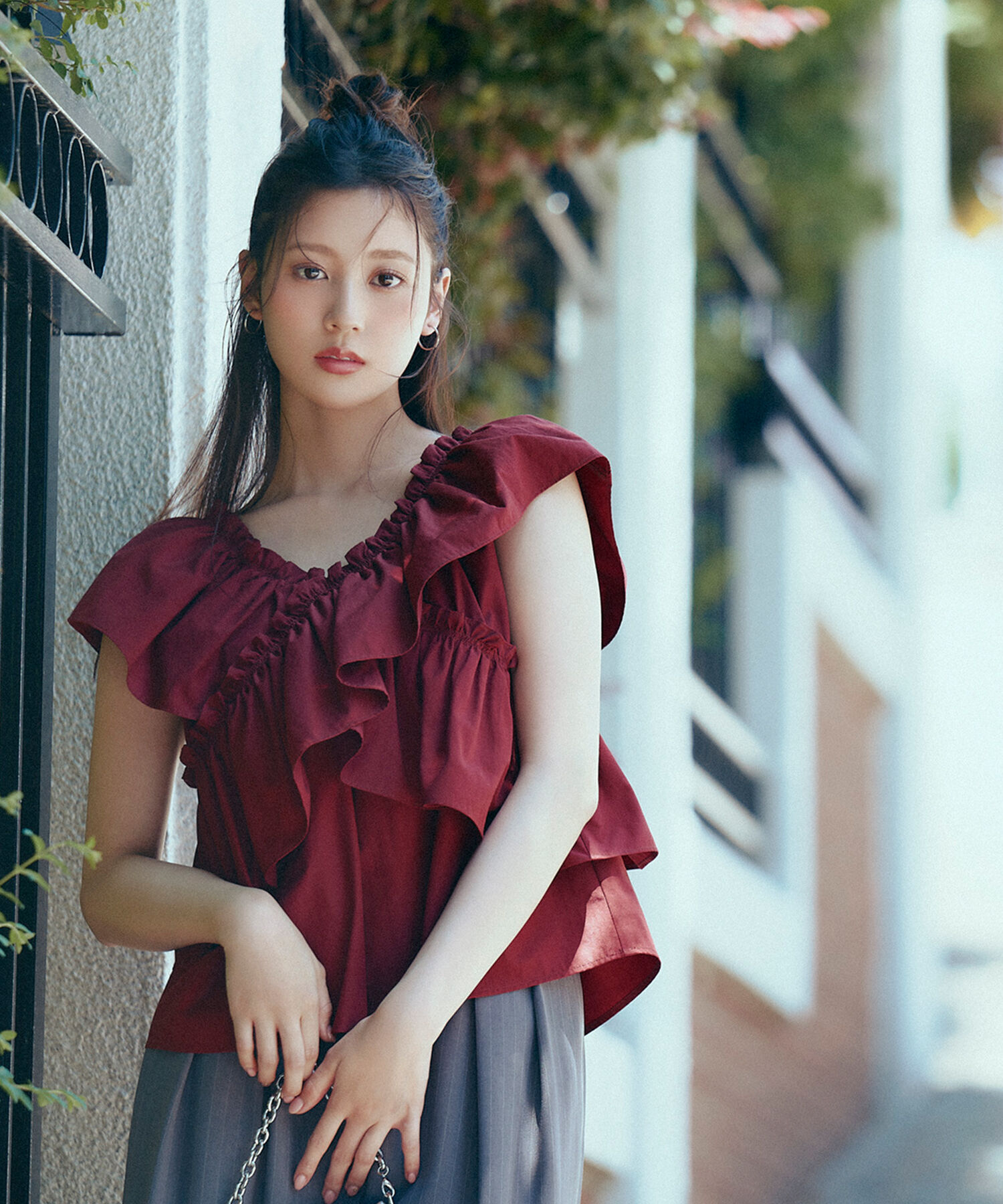  「クロスフリルギャザーブラウス」|シャツ・ブラウス|