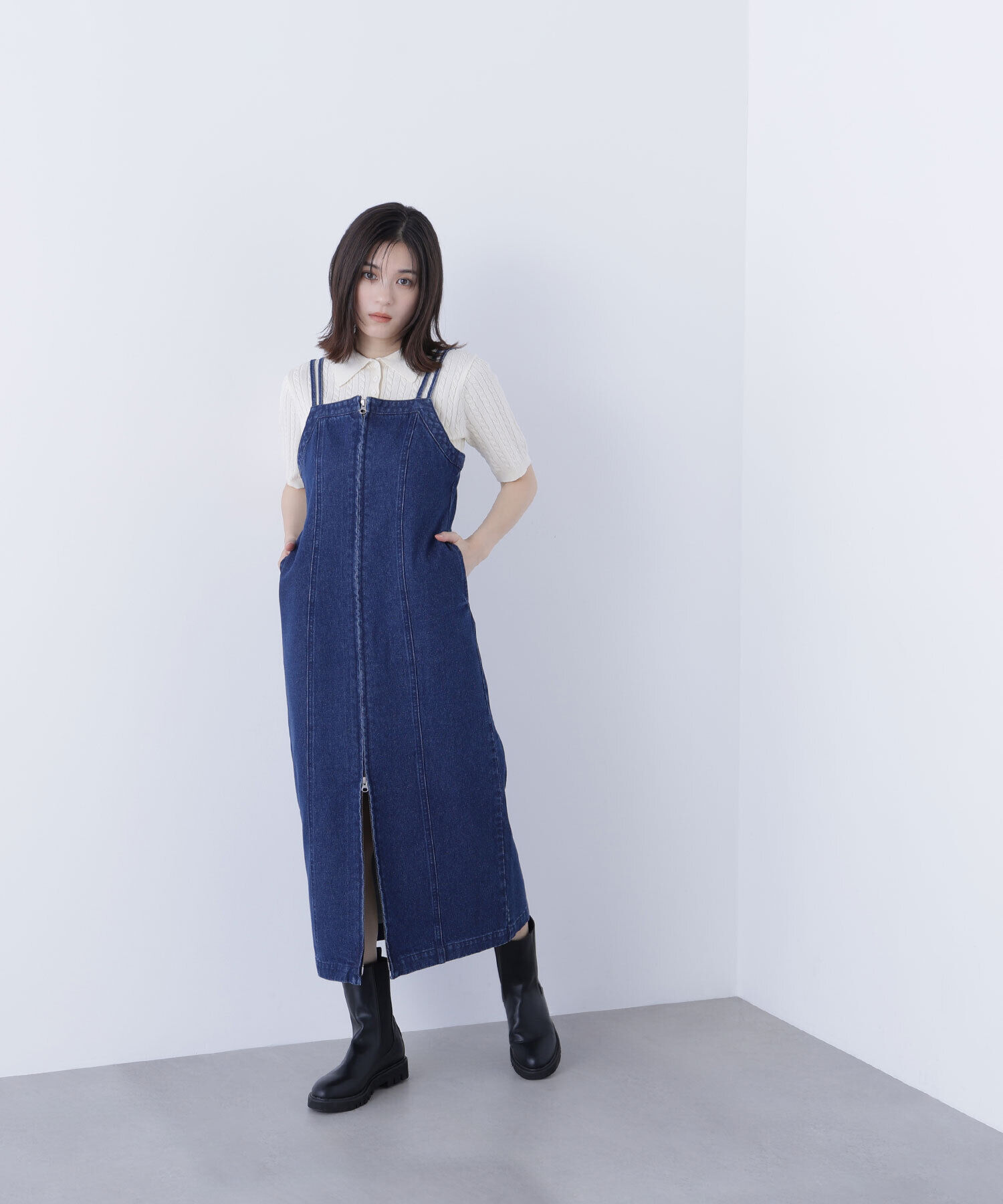  「デニムナローキャミワンピース」|ワンピース|