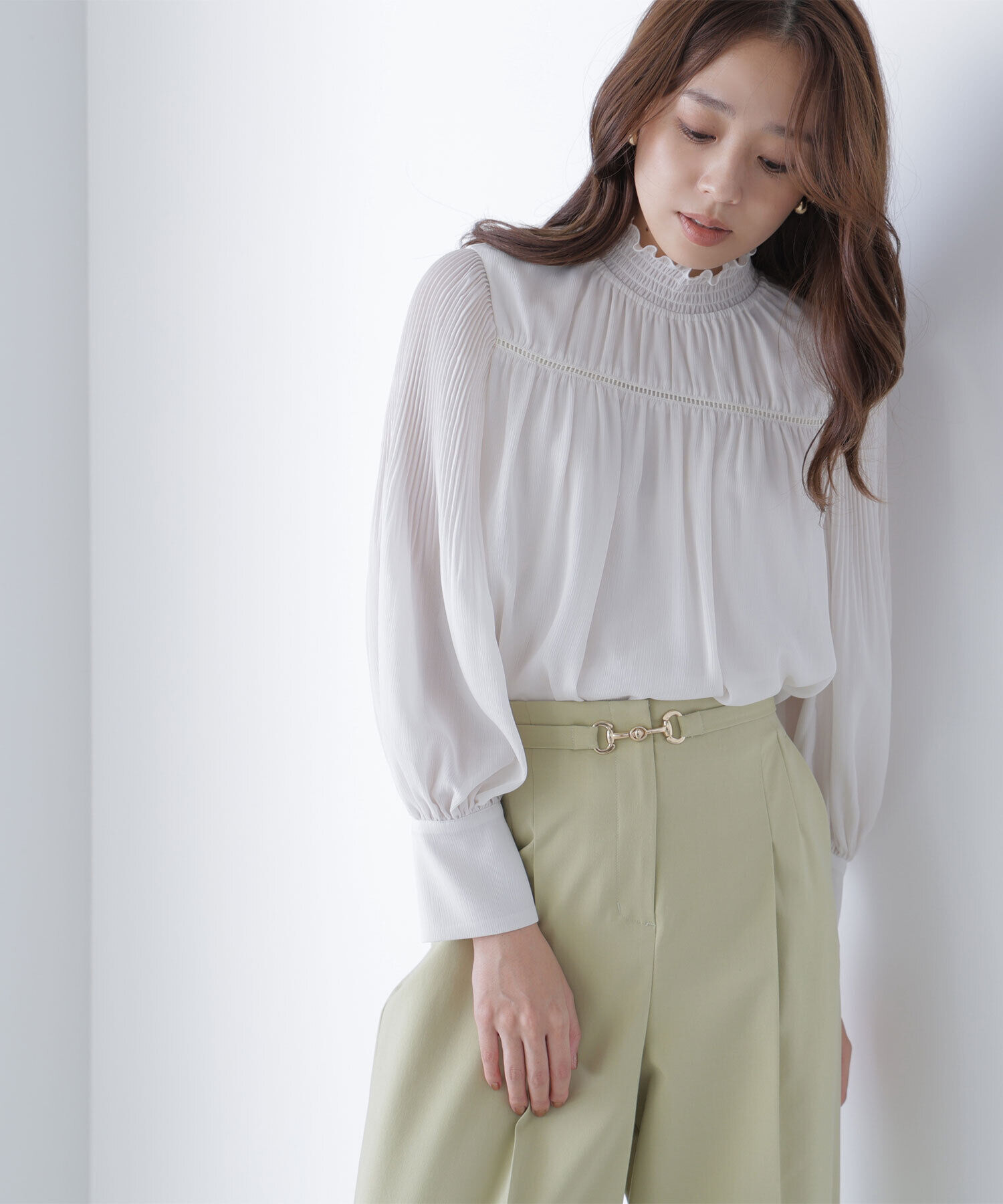  「シャーリング楊柳ブラウス」|シャツ・ブラウス|