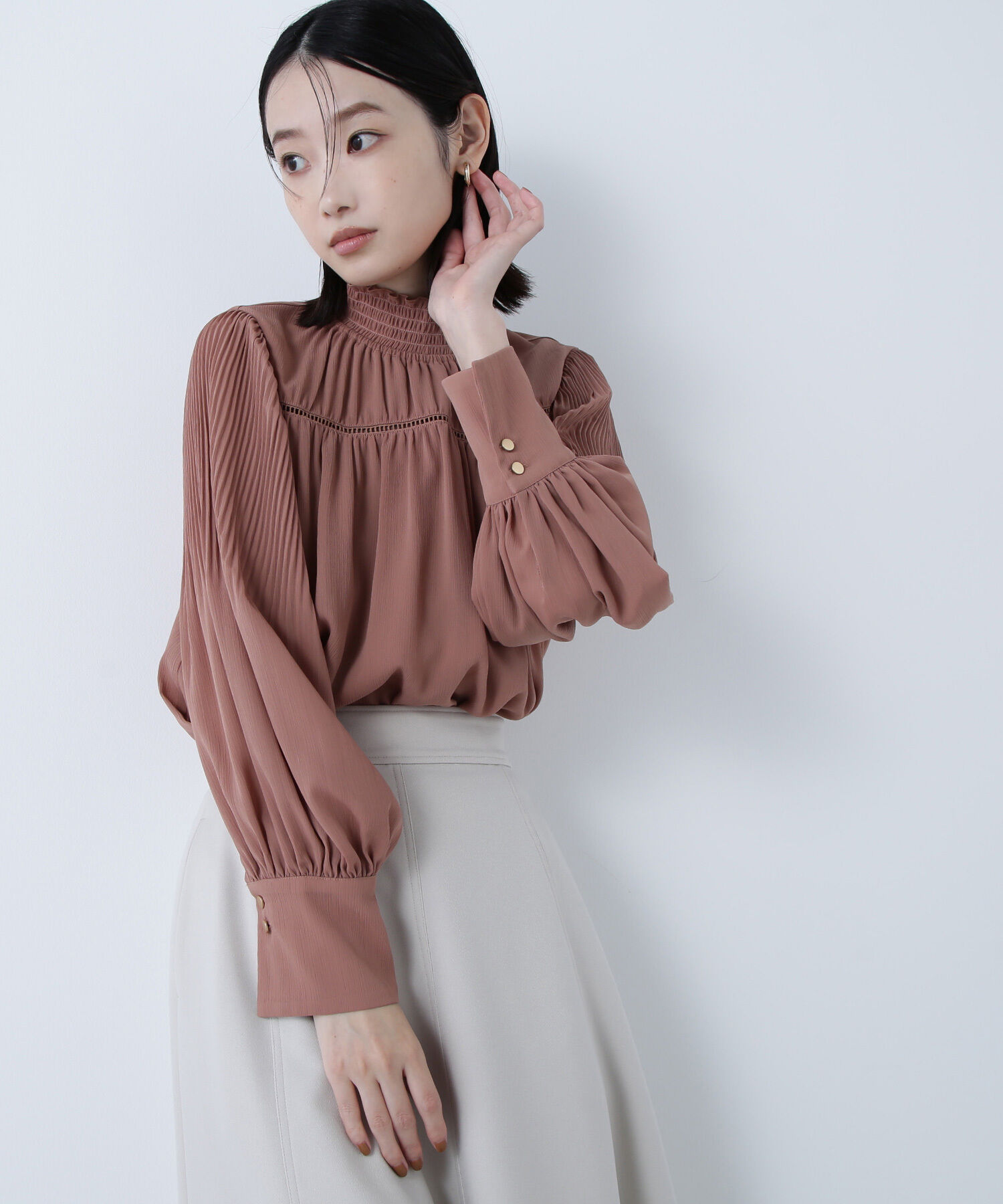  「シャーリング楊柳ブラウス」|シャツ・ブラウス|
