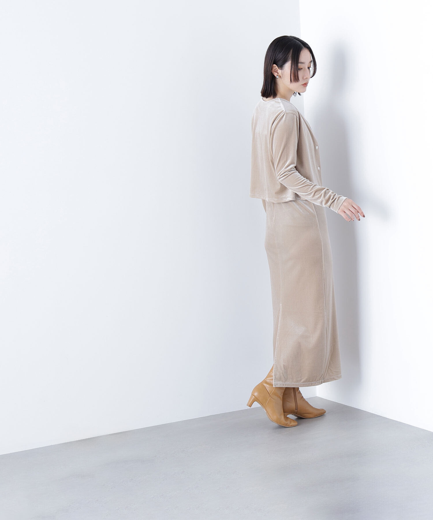  「ベロアカーデ＆キャミワンピース」|ワンピース|