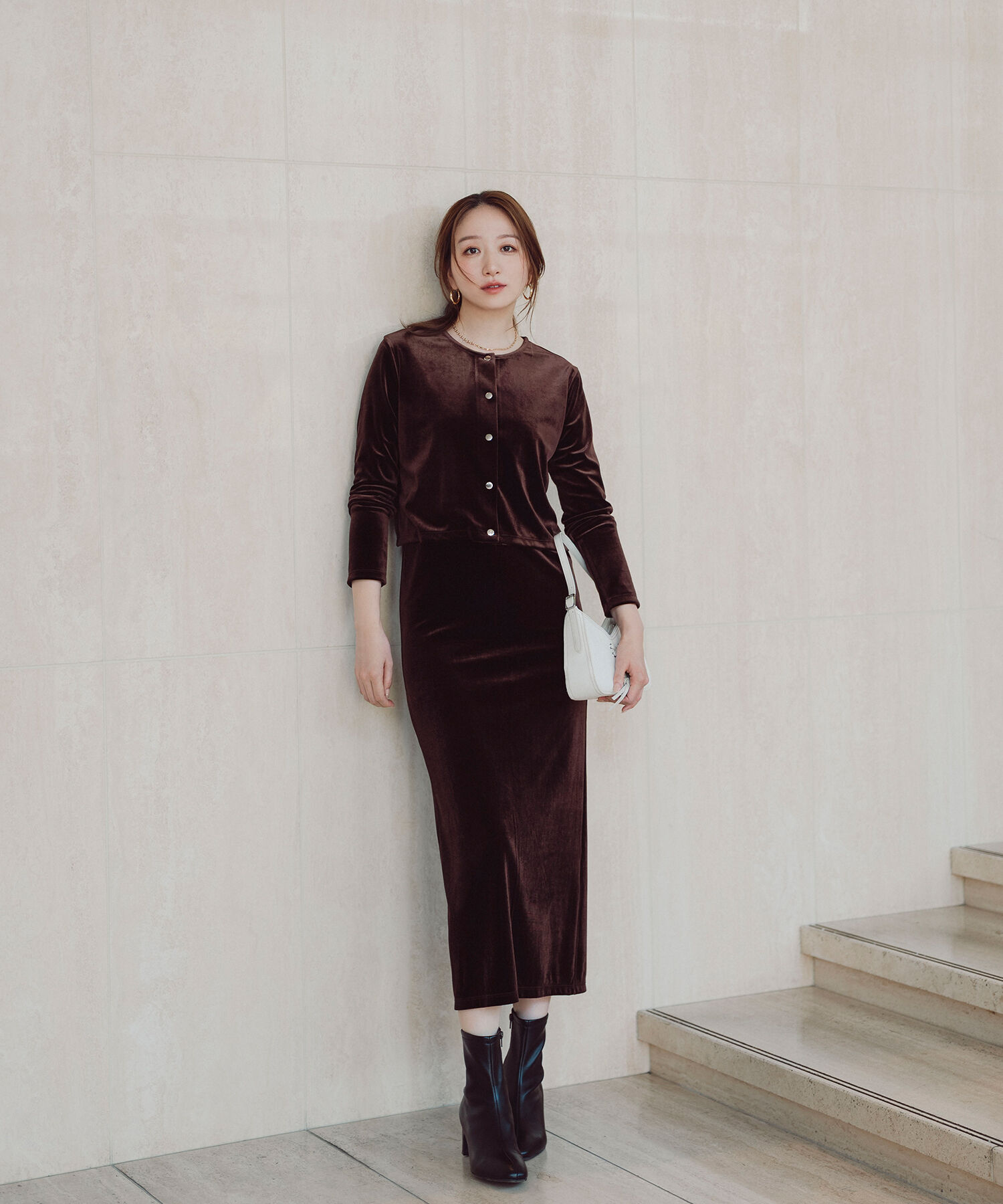  「ベロアカーデ＆キャミワンピース」|ワンピース|