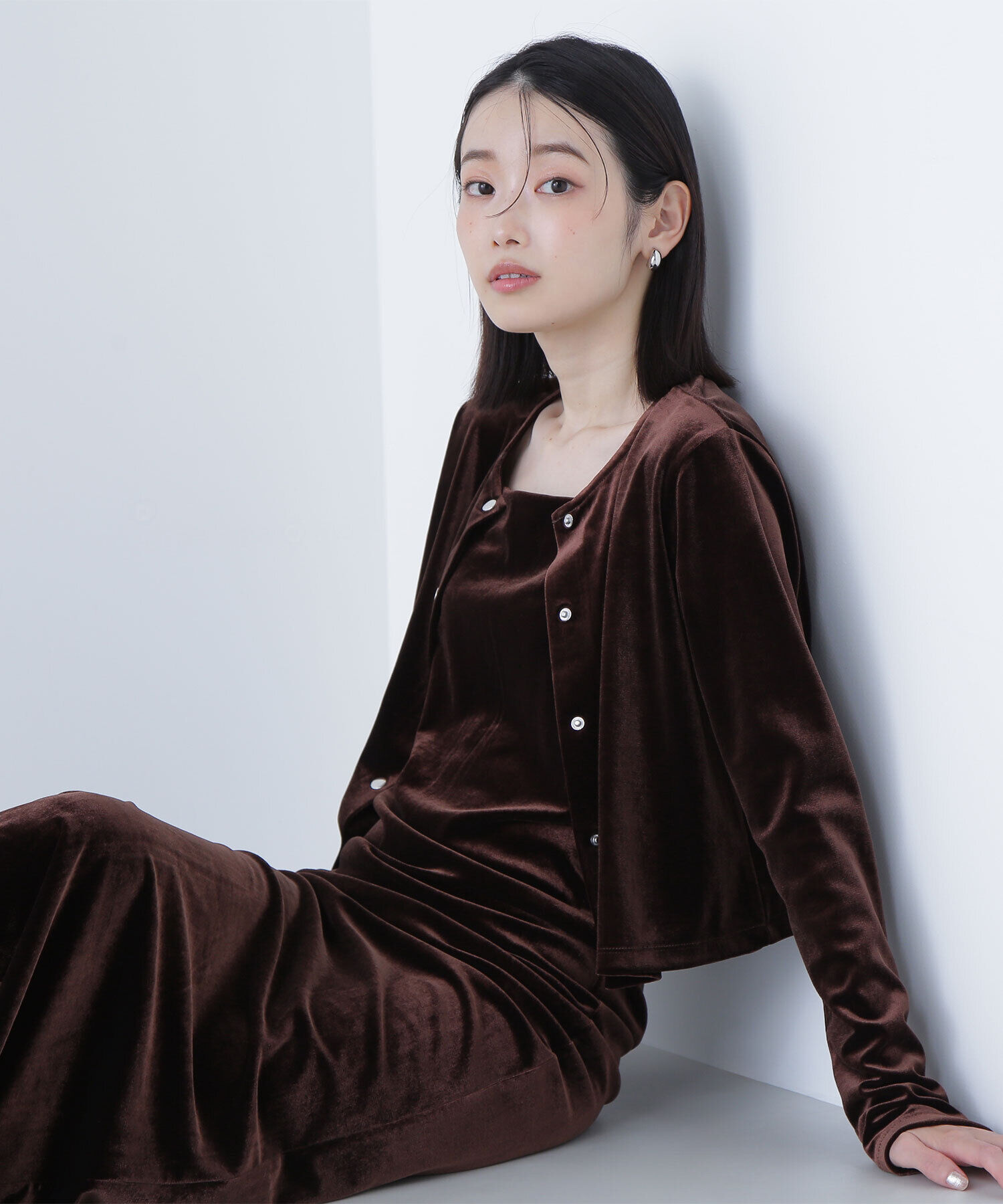  「ベロアカーデ＆キャミワンピース」|ワンピース|