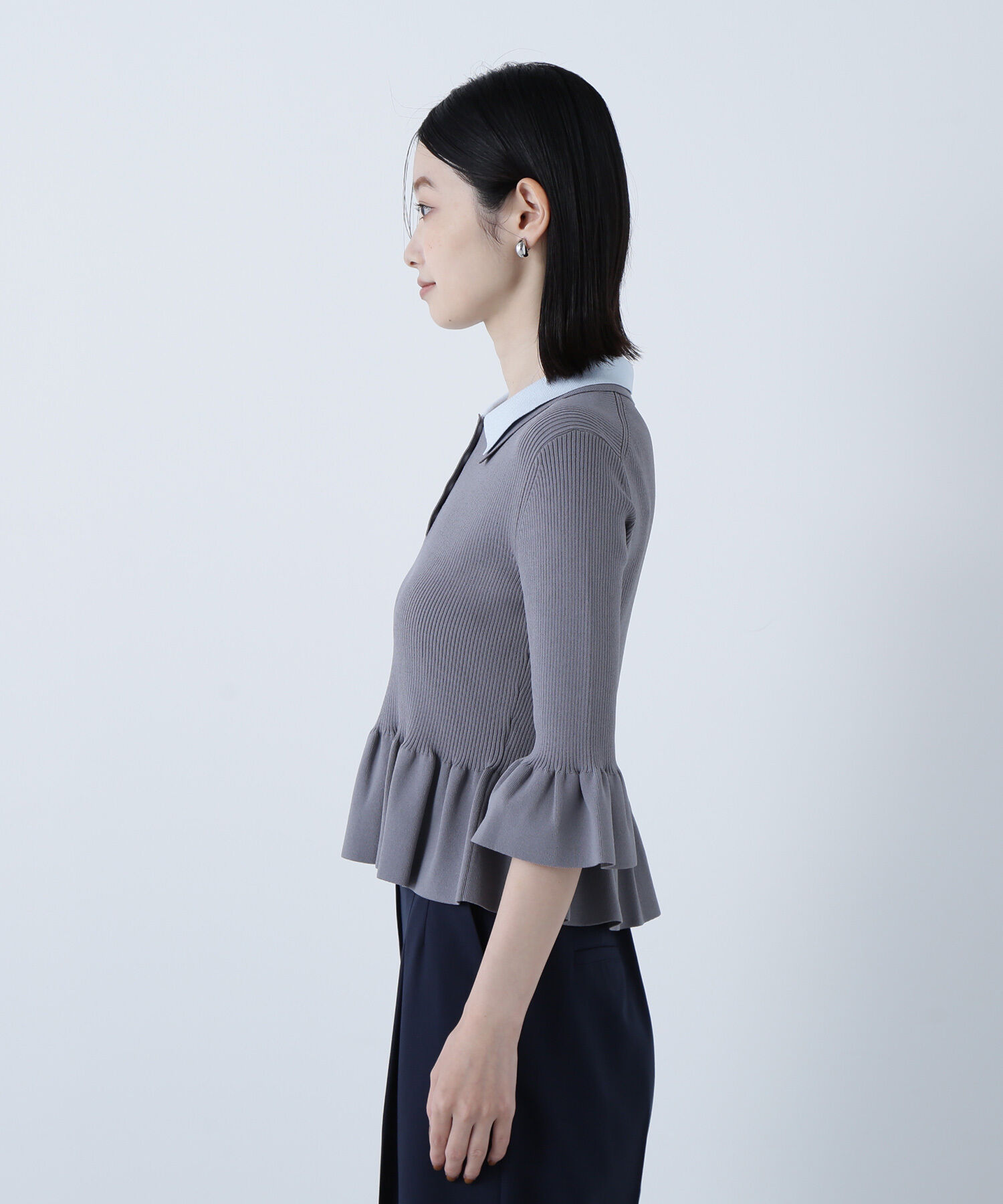  「ダブルカラーペプラムニット」|ニット・セーター|