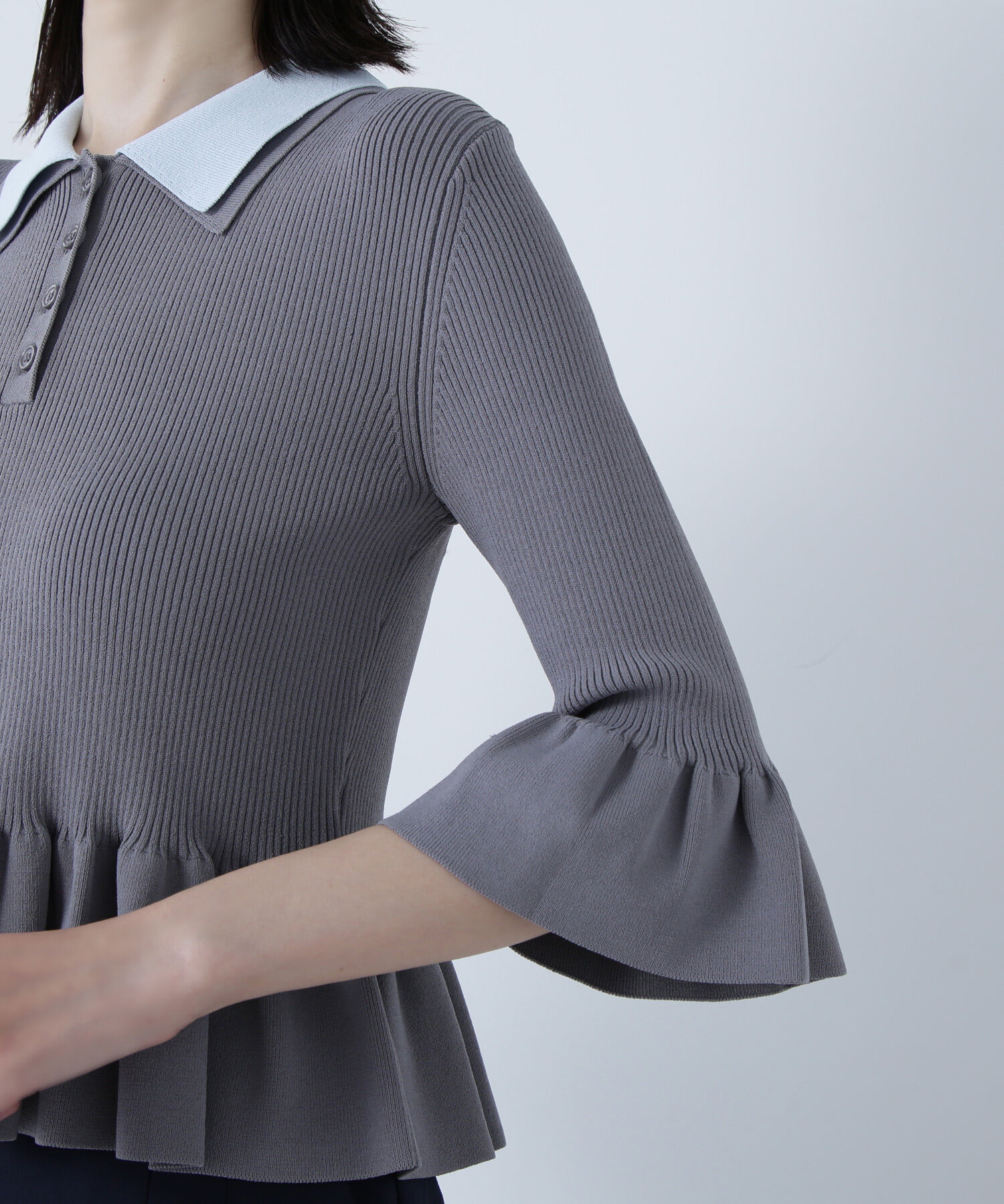  「ダブルカラーペプラムニット」|ニット・セーター|