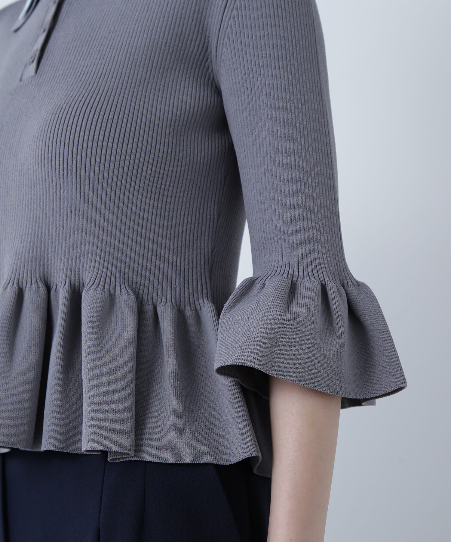  「ダブルカラーペプラムニット」|ニット・セーター|