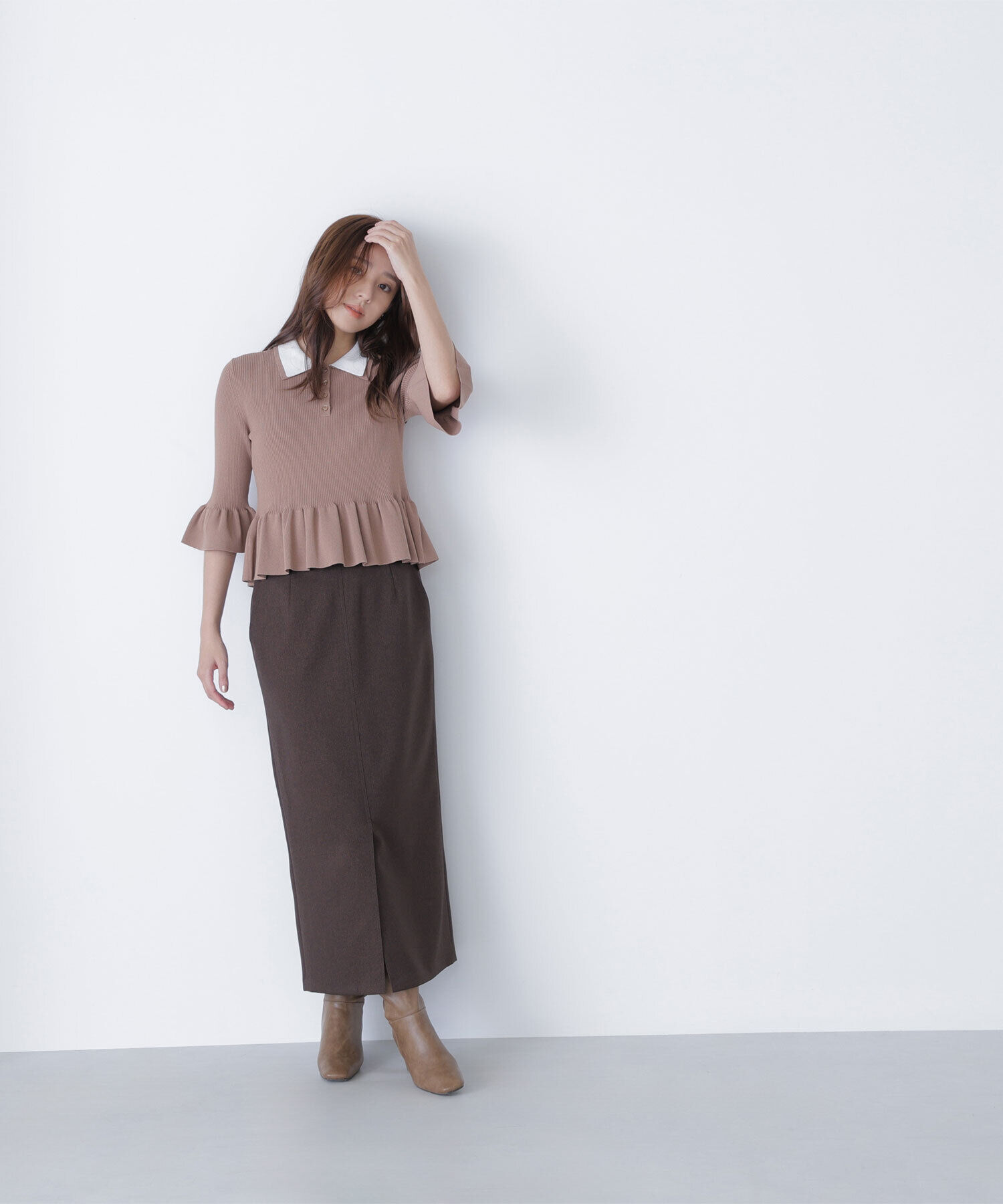  「ダブルカラーペプラムニット」|ニット・セーター|