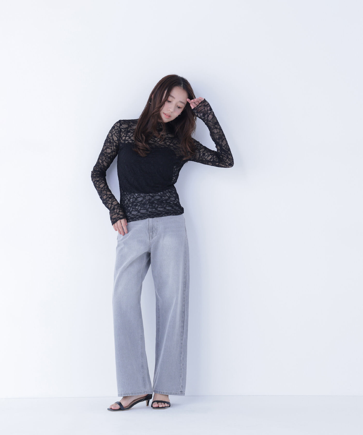  「レースハイネックカットソー」|Tシャツ・カットソー|